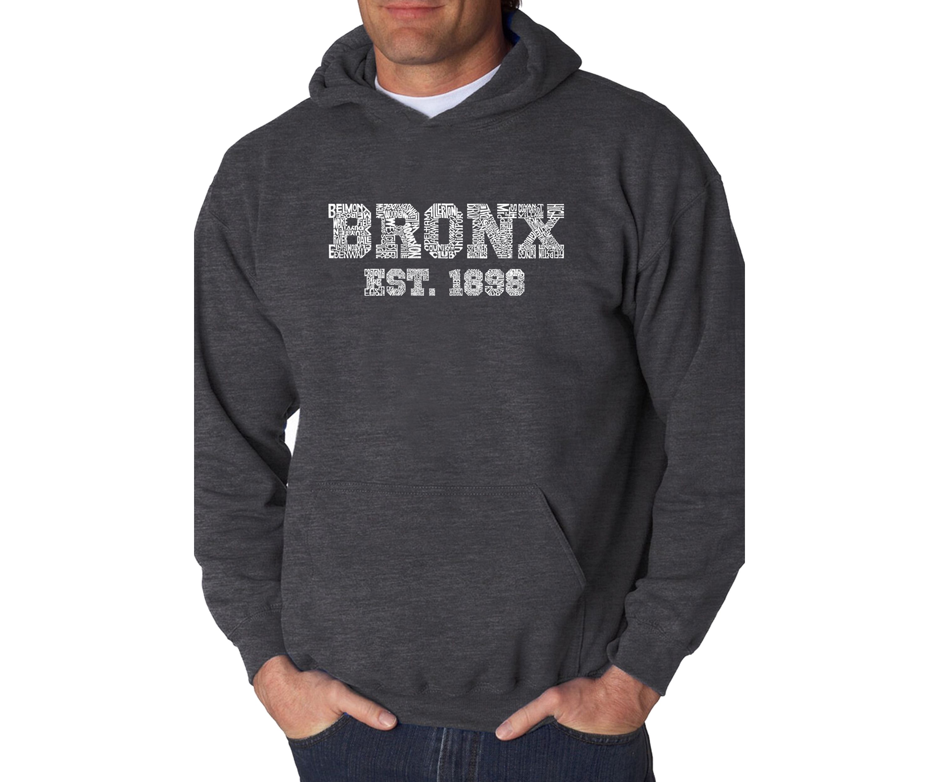 Word Art Hooded Sweatshirt - Popular Neighborhoods in Bronx NY 