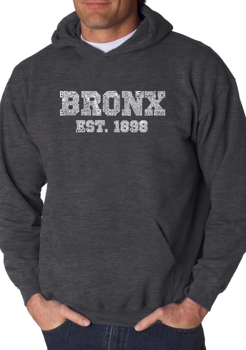 Word Art Hooded Sweatshirt - Popular Neighborhoods in Bronx NY 