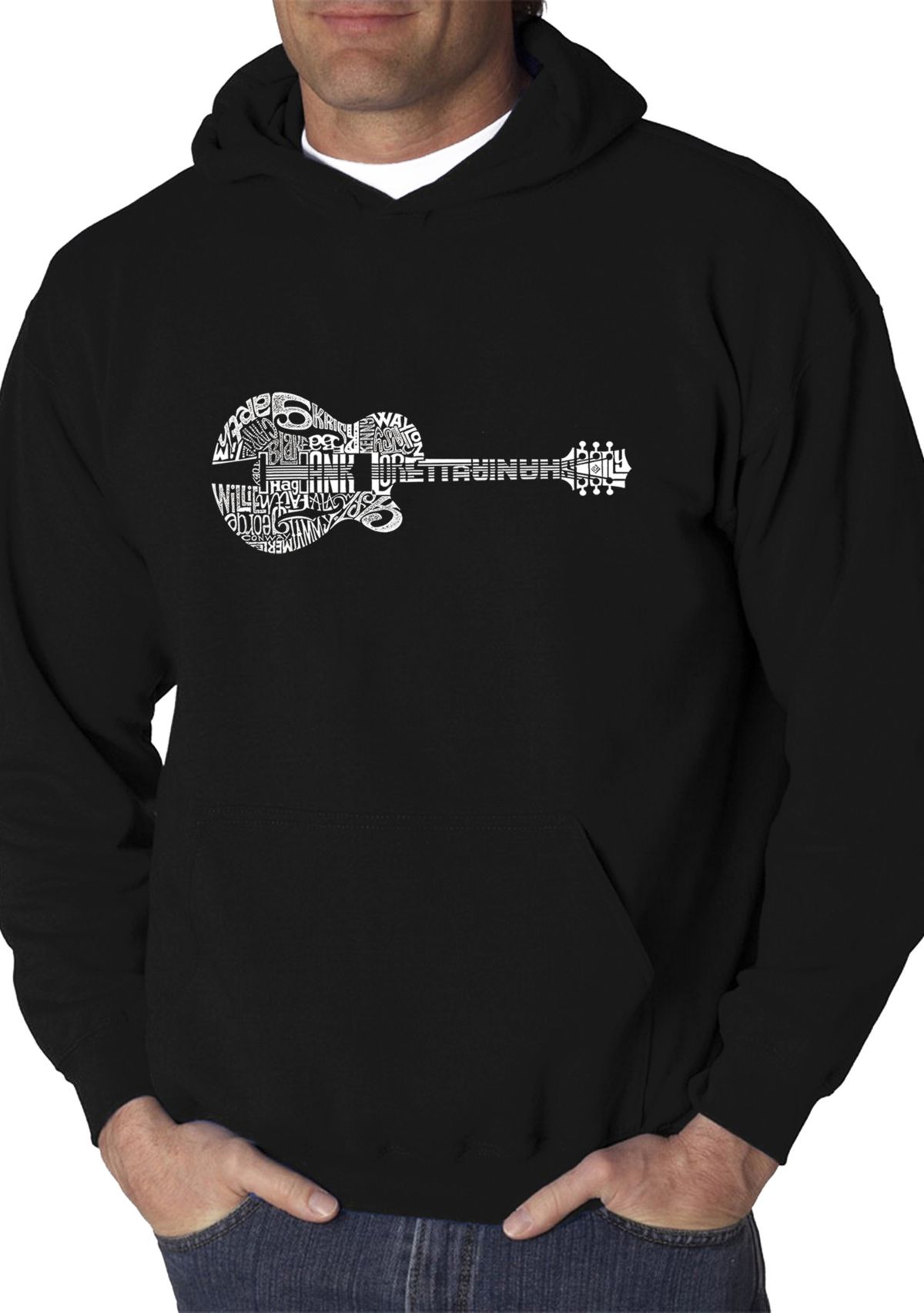 Word Art Graphic Hooded Sweatshirt - Country Guitar