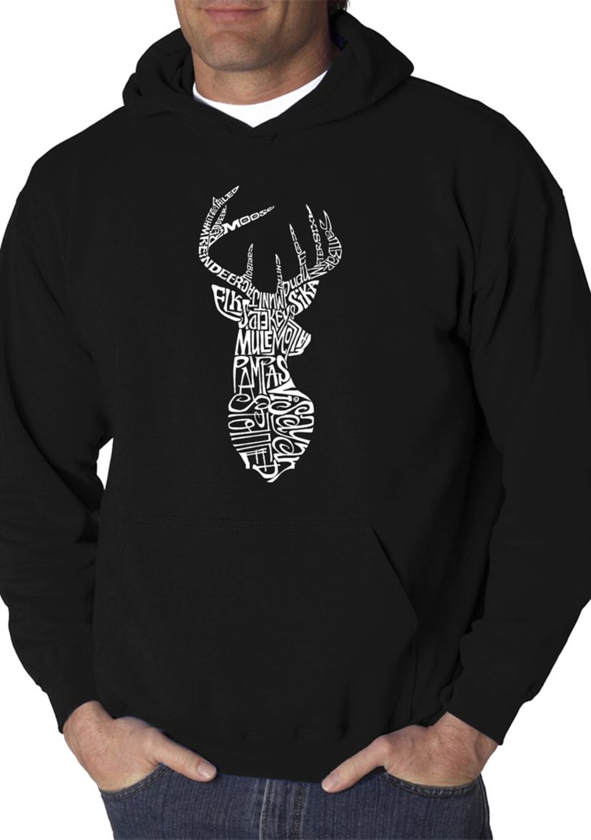 Word Art Graphic Hooded Sweatshirt - Types of Deer