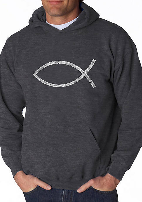 Word Art Hooded Sweatshirt - Jesus Fish
