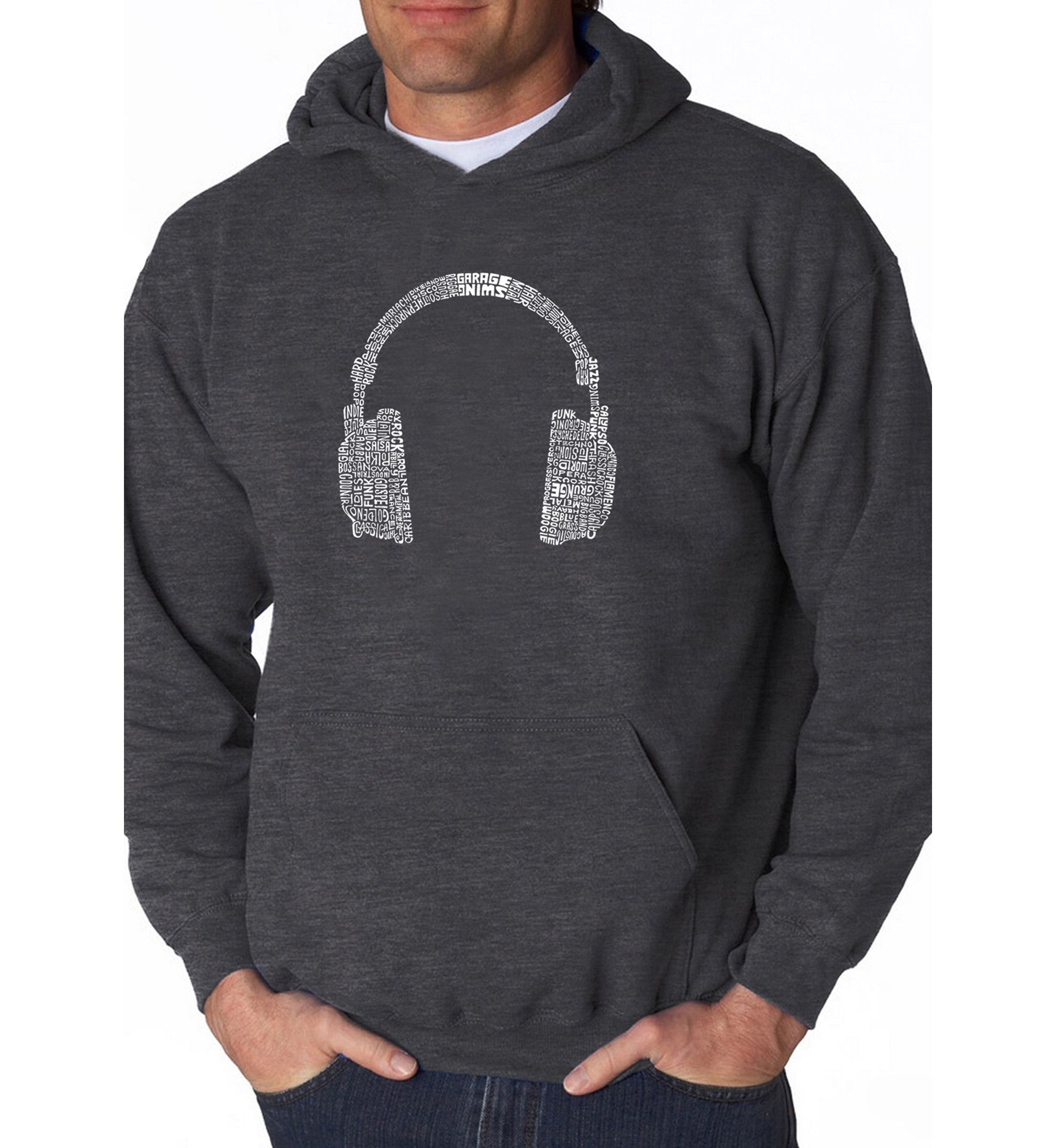Word Art Hooded Sweatshirt - 63 Different Genres of Music
