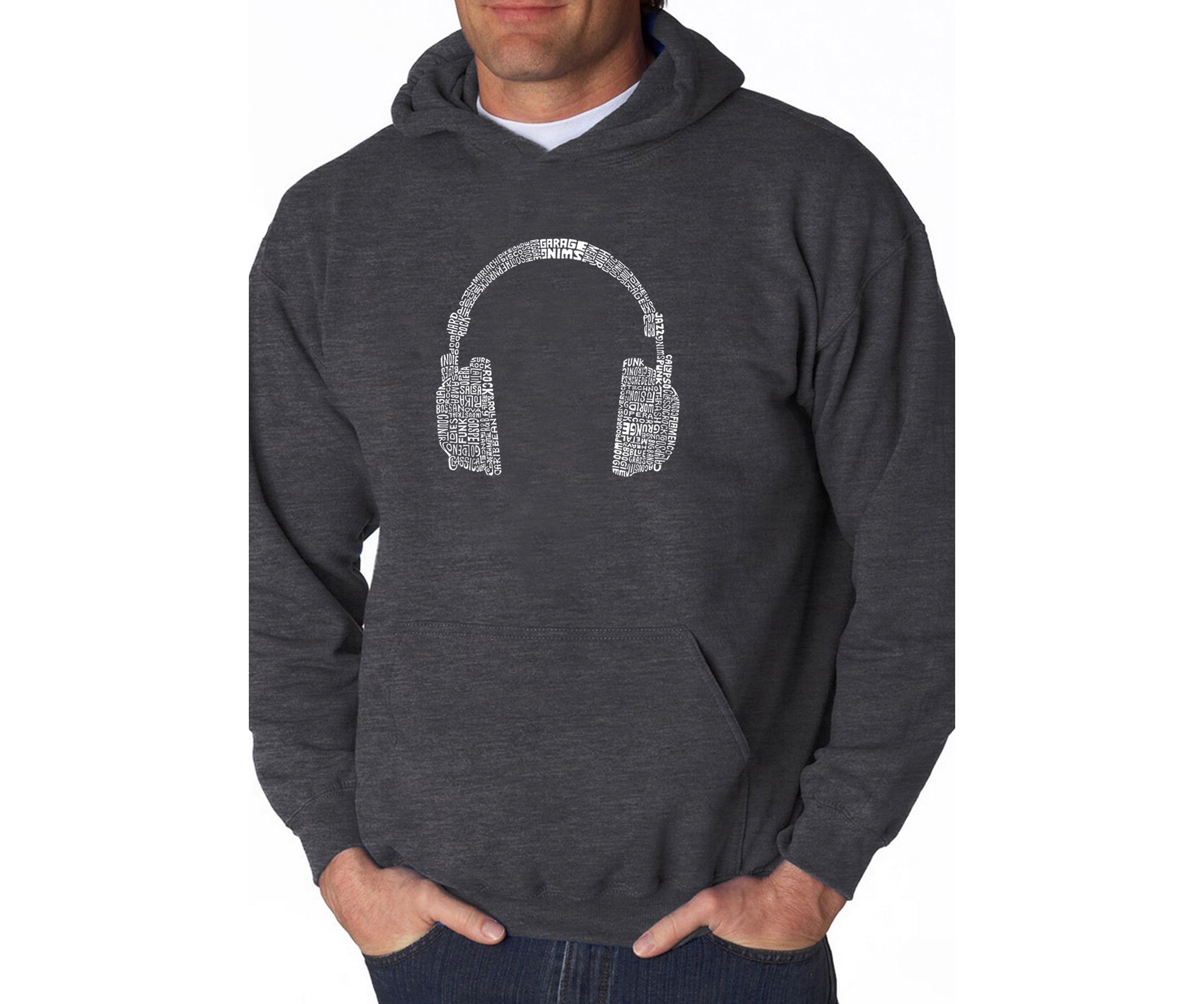 Word Art Hooded Sweatshirt - 63 Different Genres of Music