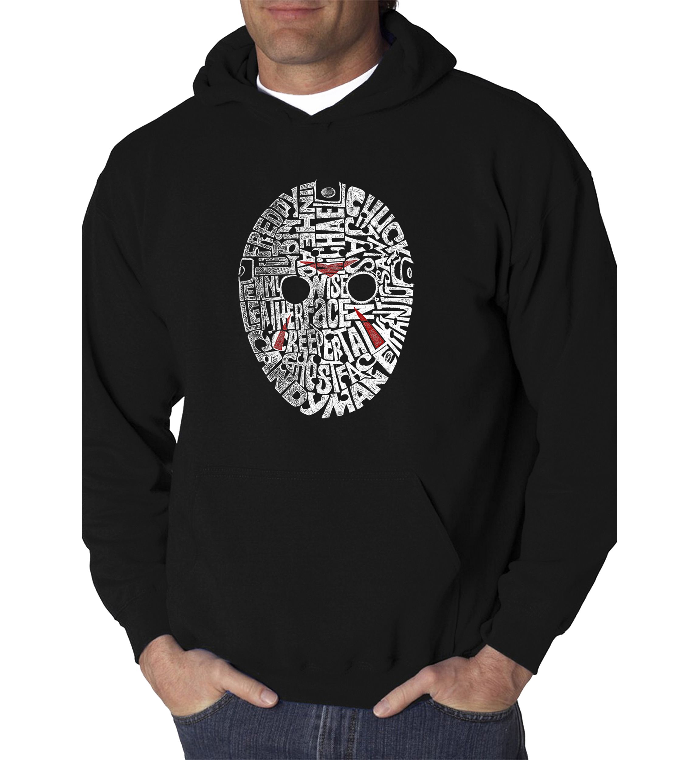 Word Art Hooded Graphic Sweatshirt - Slasher Movie Villains