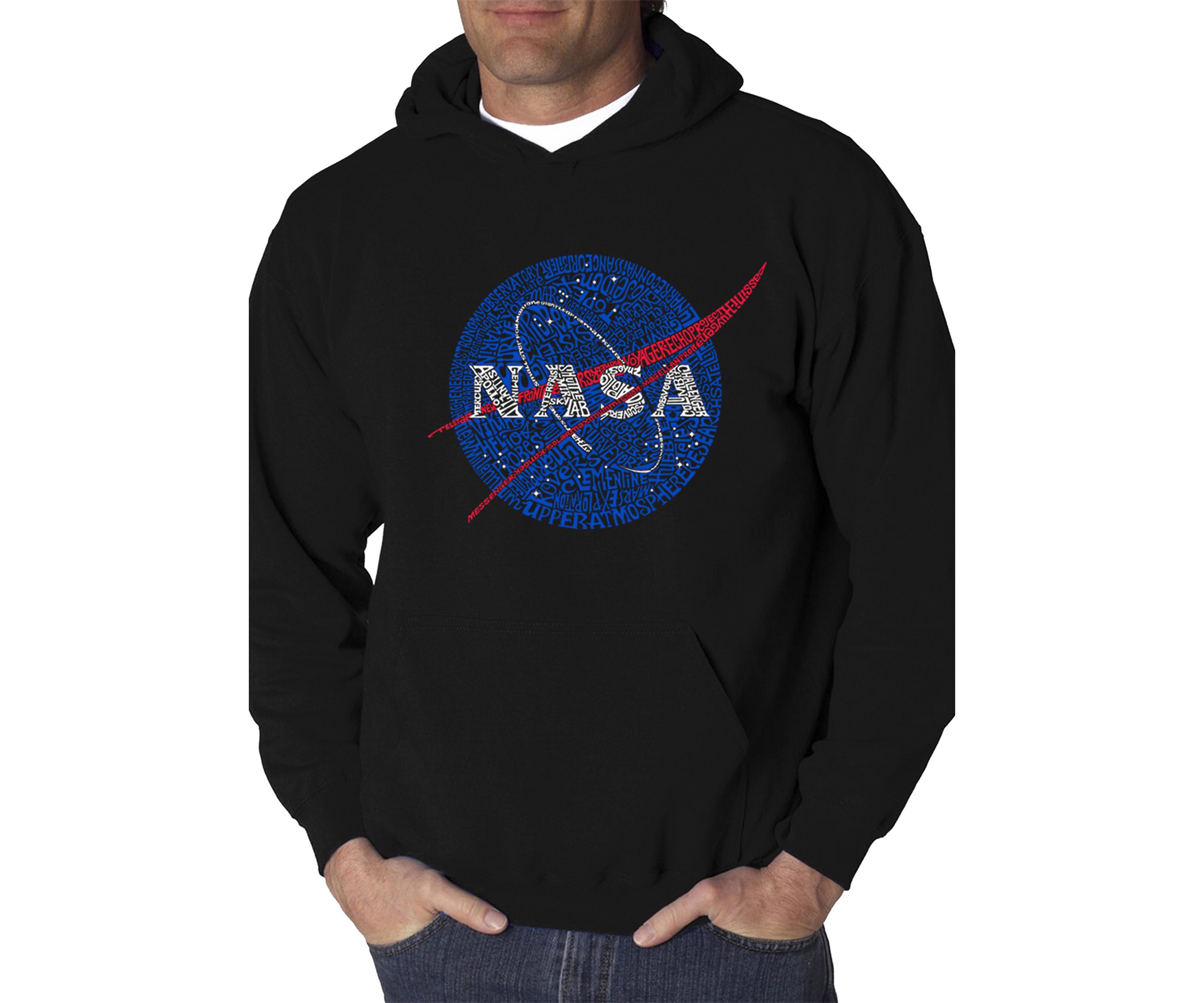 Word Art Hooded Graphic Sweatshirt - NASAs Most Notable Missions
