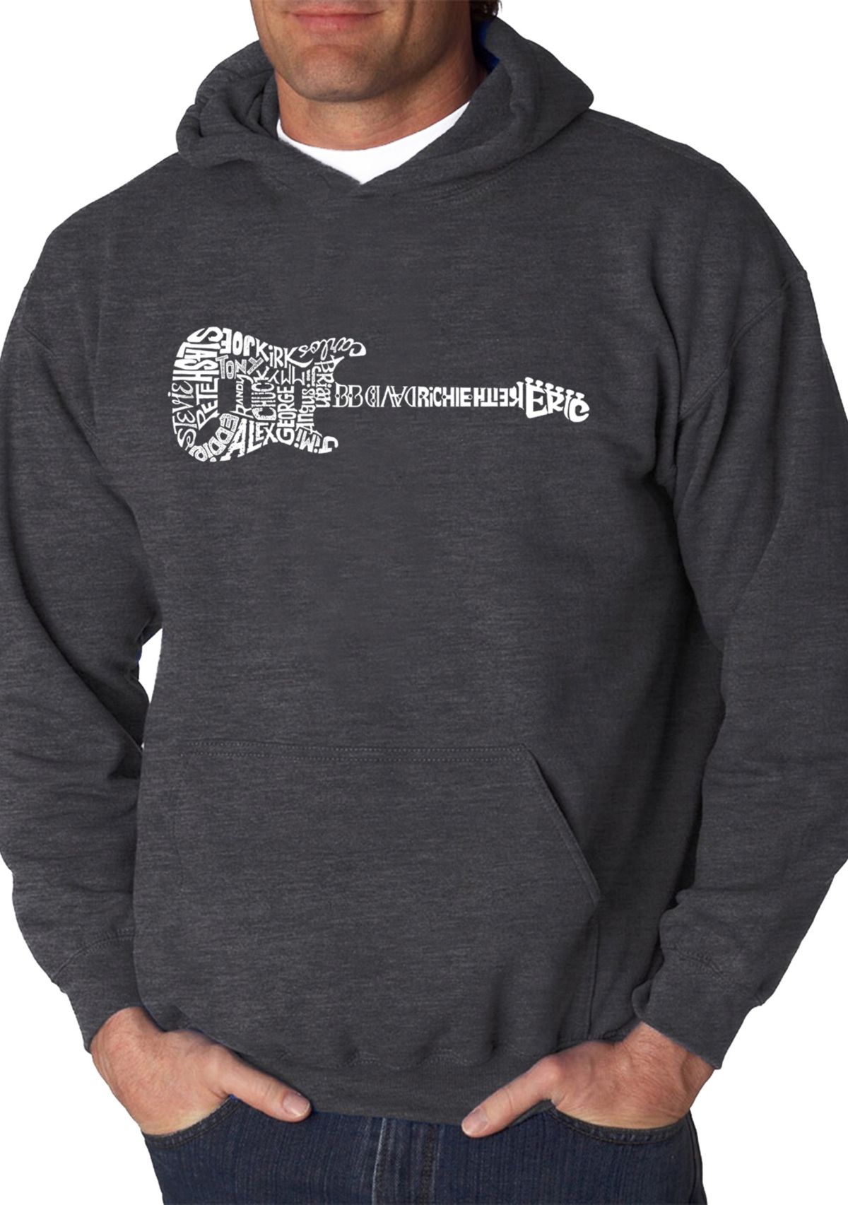 Word Art Hooded Graphic Sweatshirt - Rock Guitar