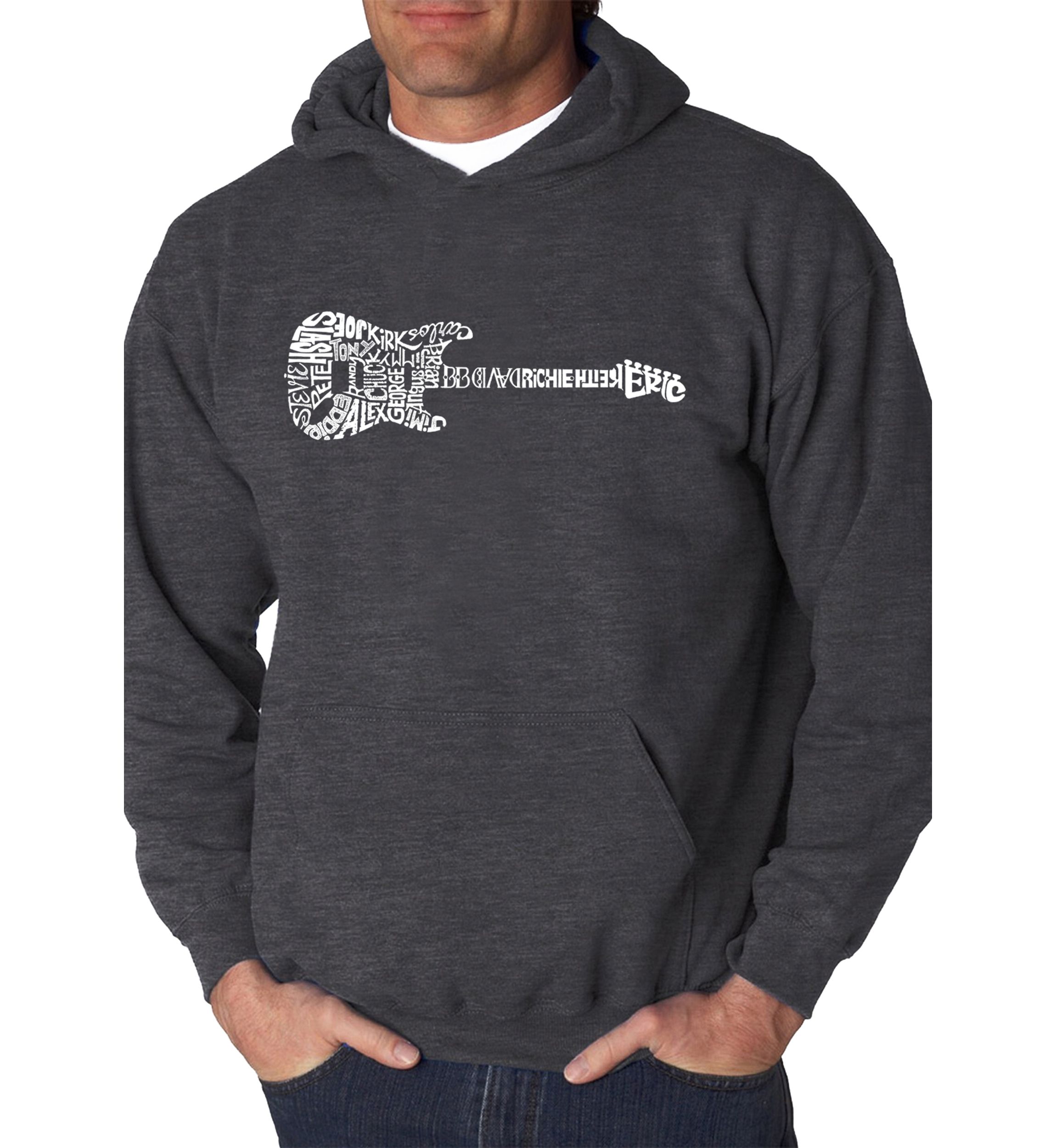 Word Art Hooded Graphic Sweatshirt - Rock Guitar