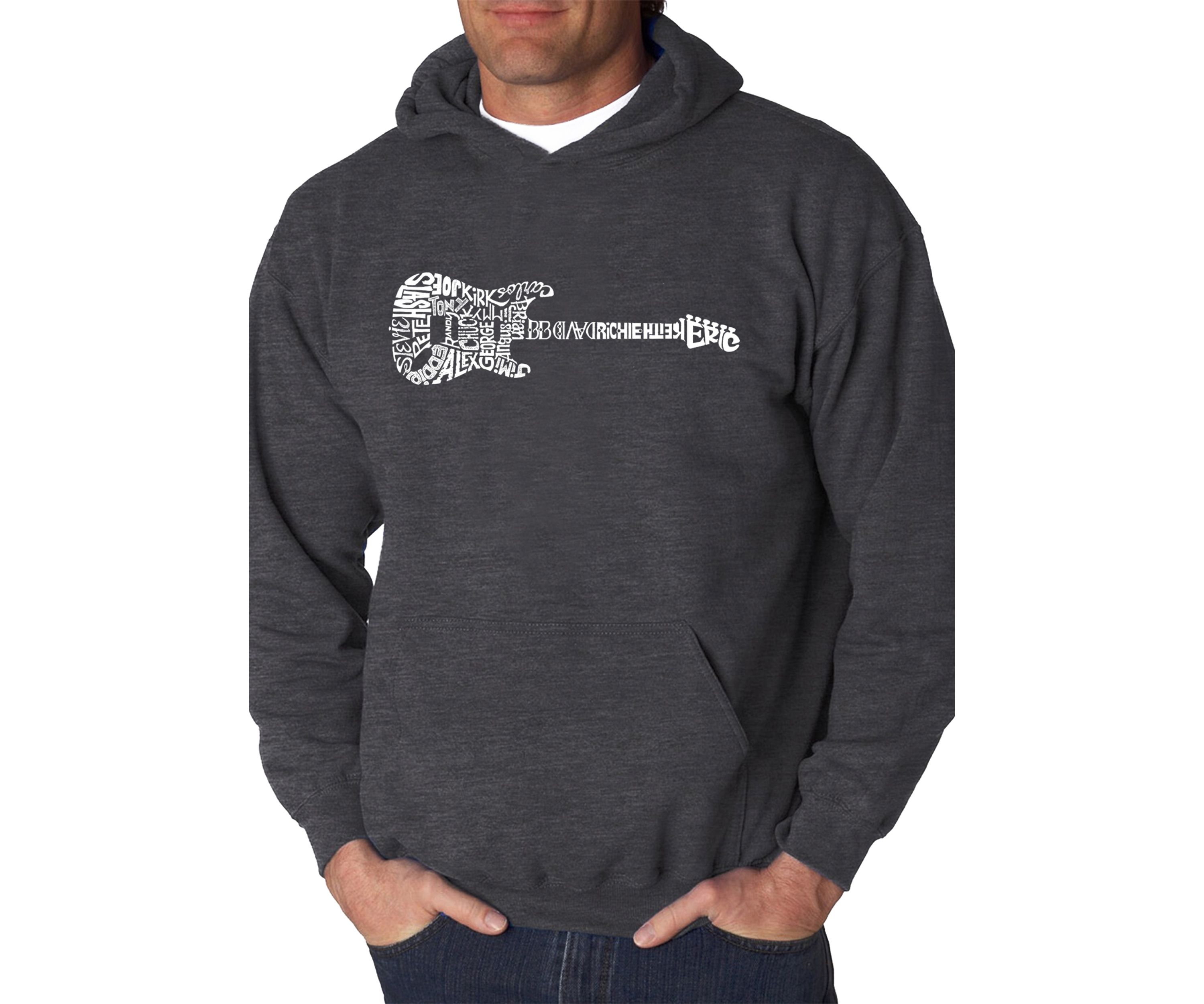 Word Art Hooded Graphic Sweatshirt - Rock Guitar