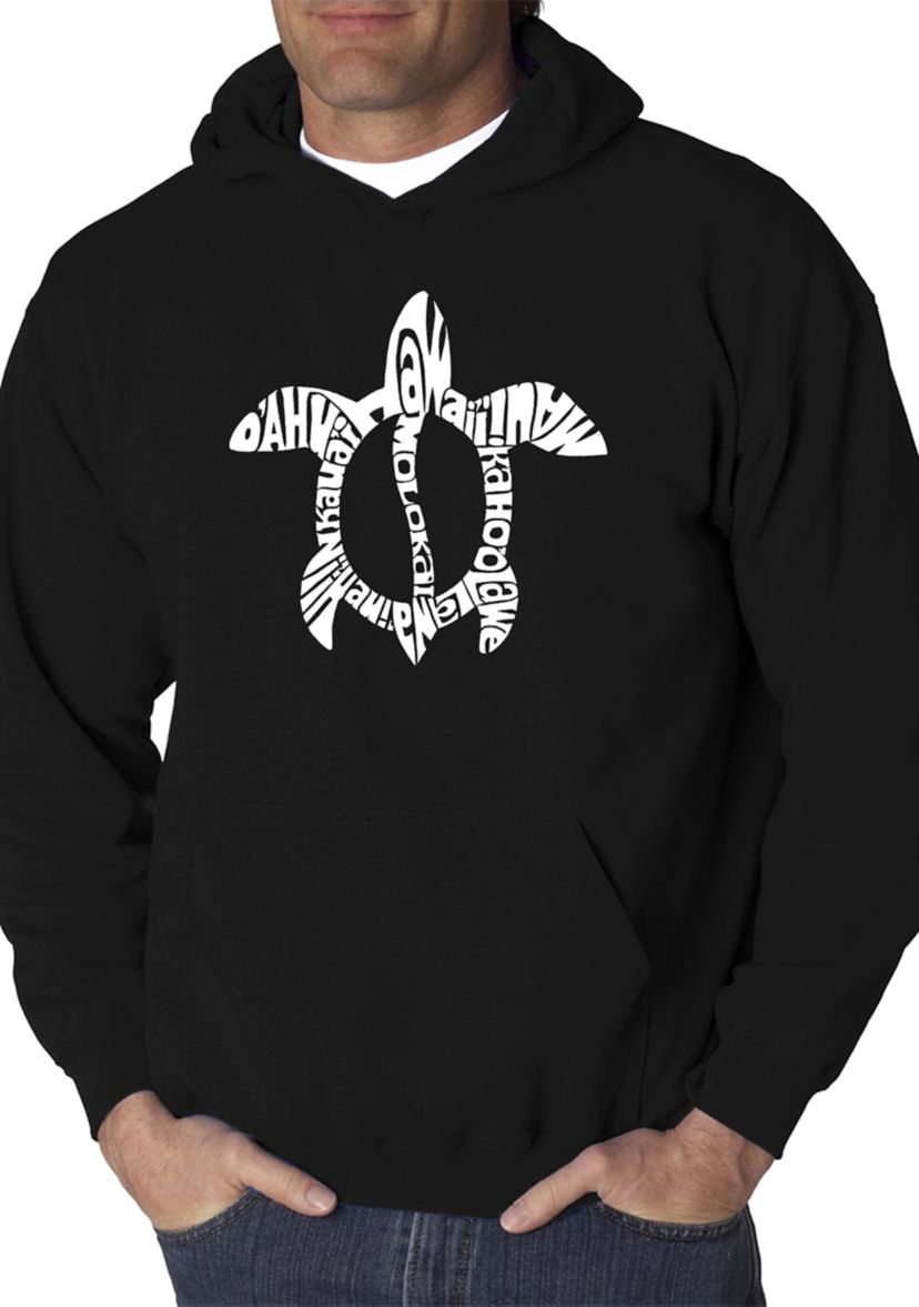 Word Art Hooded Graphic Sweatshirt - Honu Turtle - Hawaiian Islands