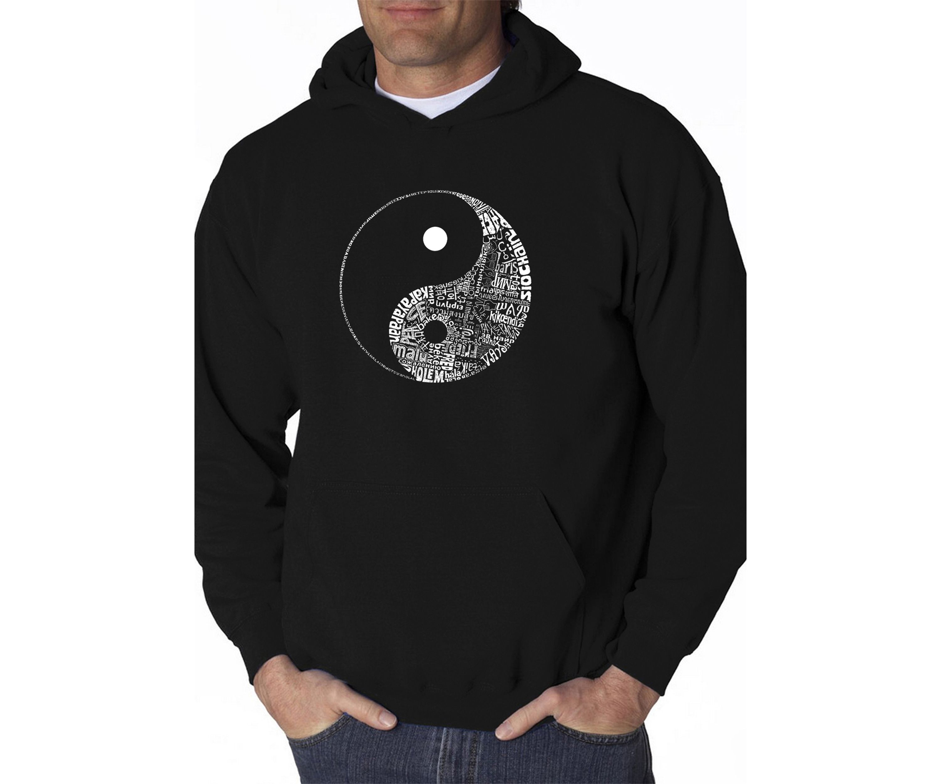 Word Art Hooded Graphic Sweatshirt - Yin Yang
