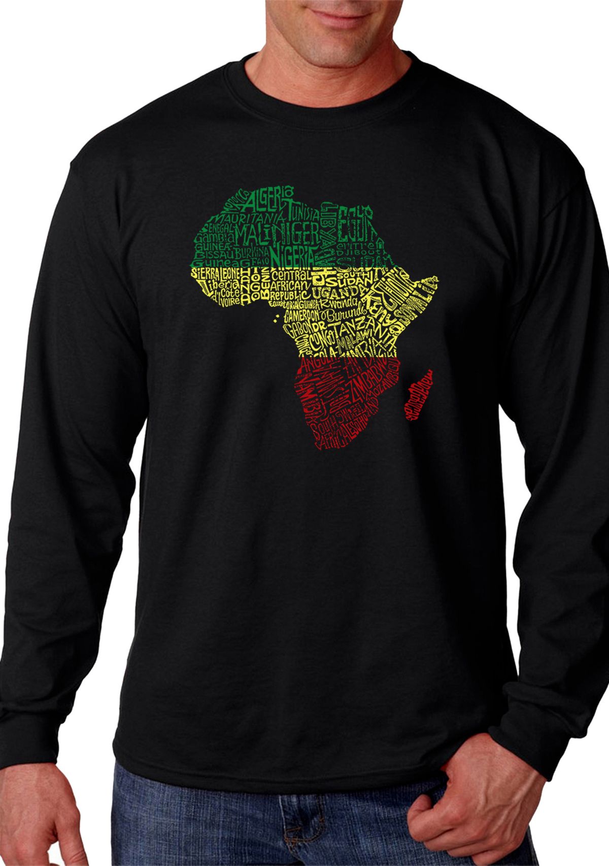 Word Art Long Sleeve T-shirt - Countries in Africa