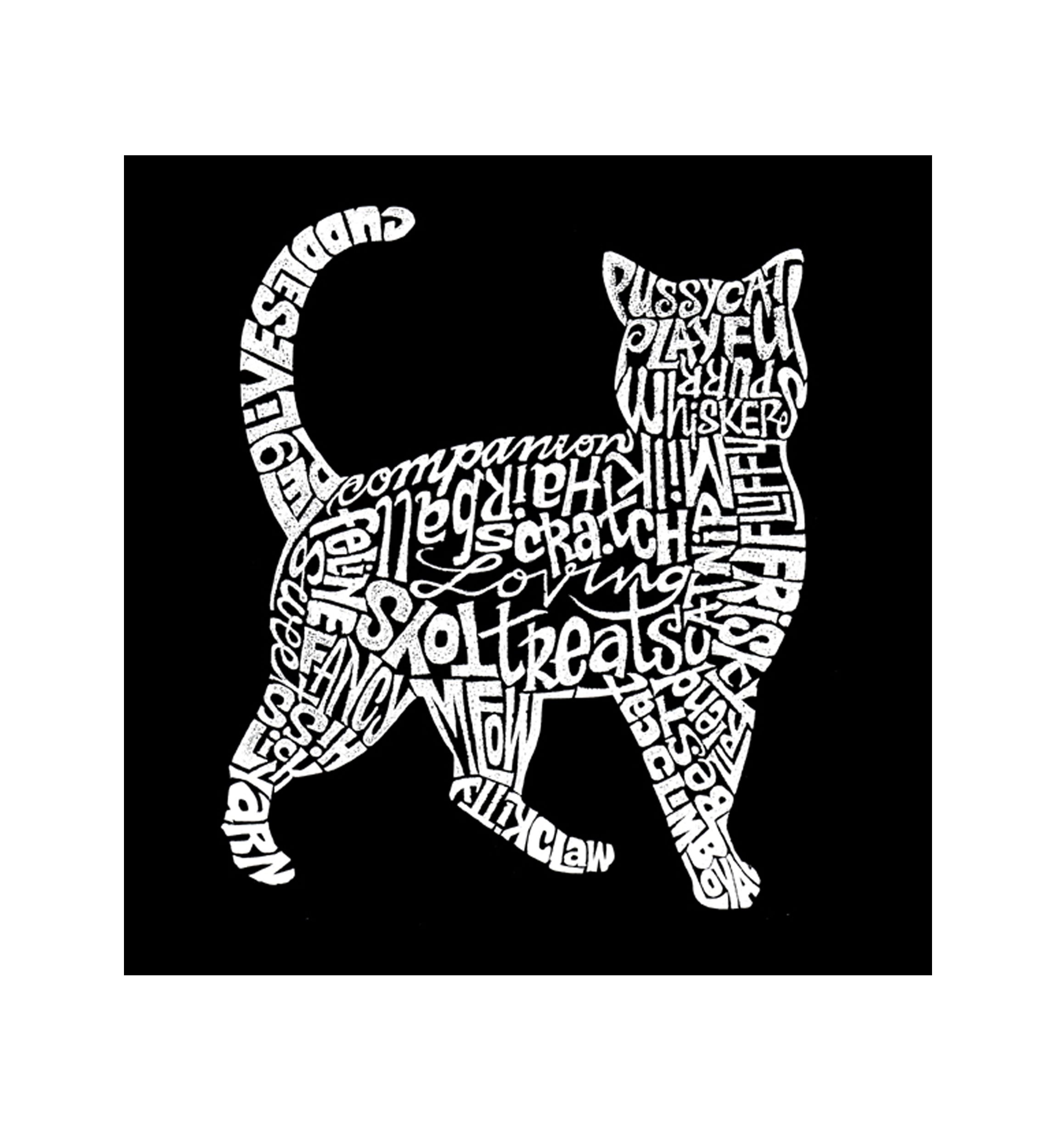 Word Art Long Sleeve Graphic T-Shirt - Cat
