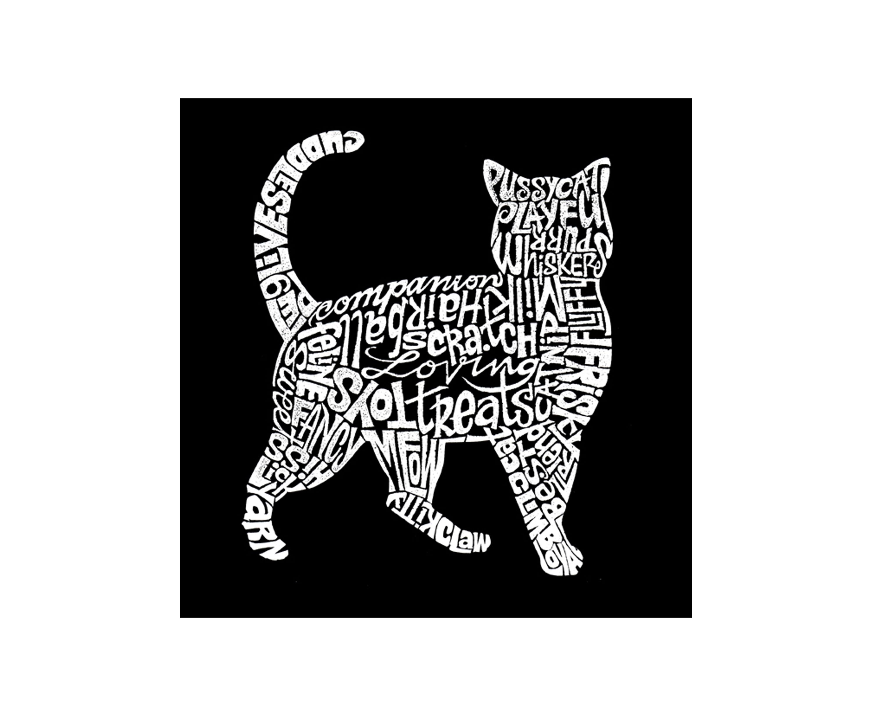 Word Art Long Sleeve Graphic T-Shirt - Cat