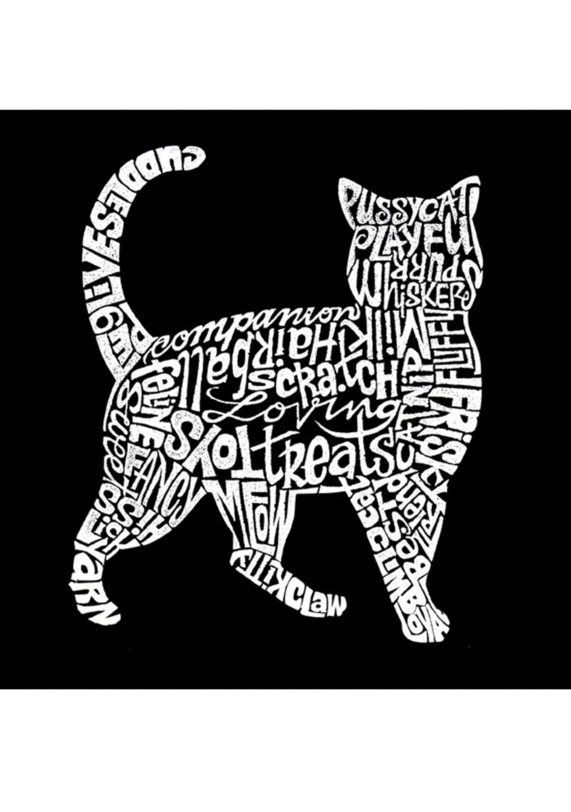 Word Art Long Sleeve Graphic T-Shirt - Cat