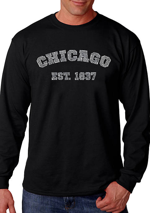 Word Art Long Sleeve Graphic T-Shirt - Chicago 1837