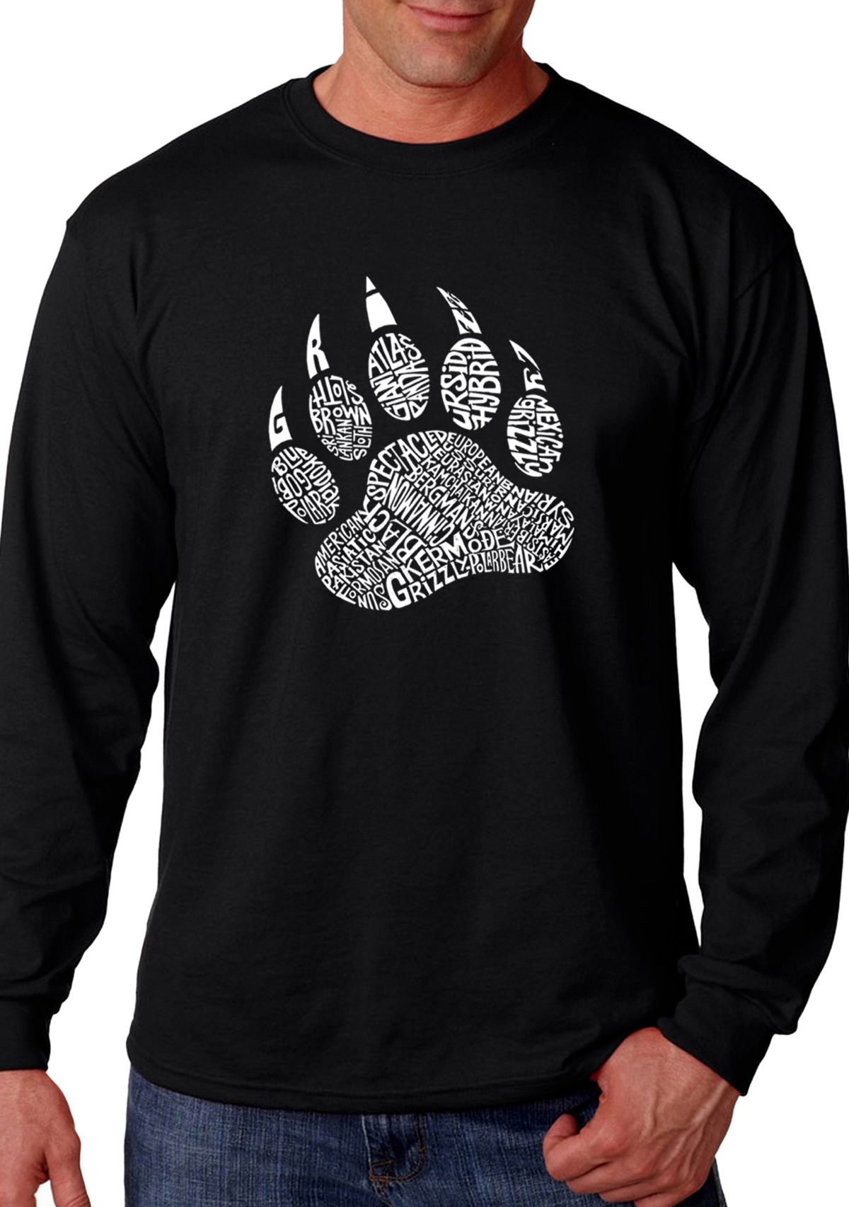 Word Art Long Sleeve Graphic T-Shirt - Types of Bears