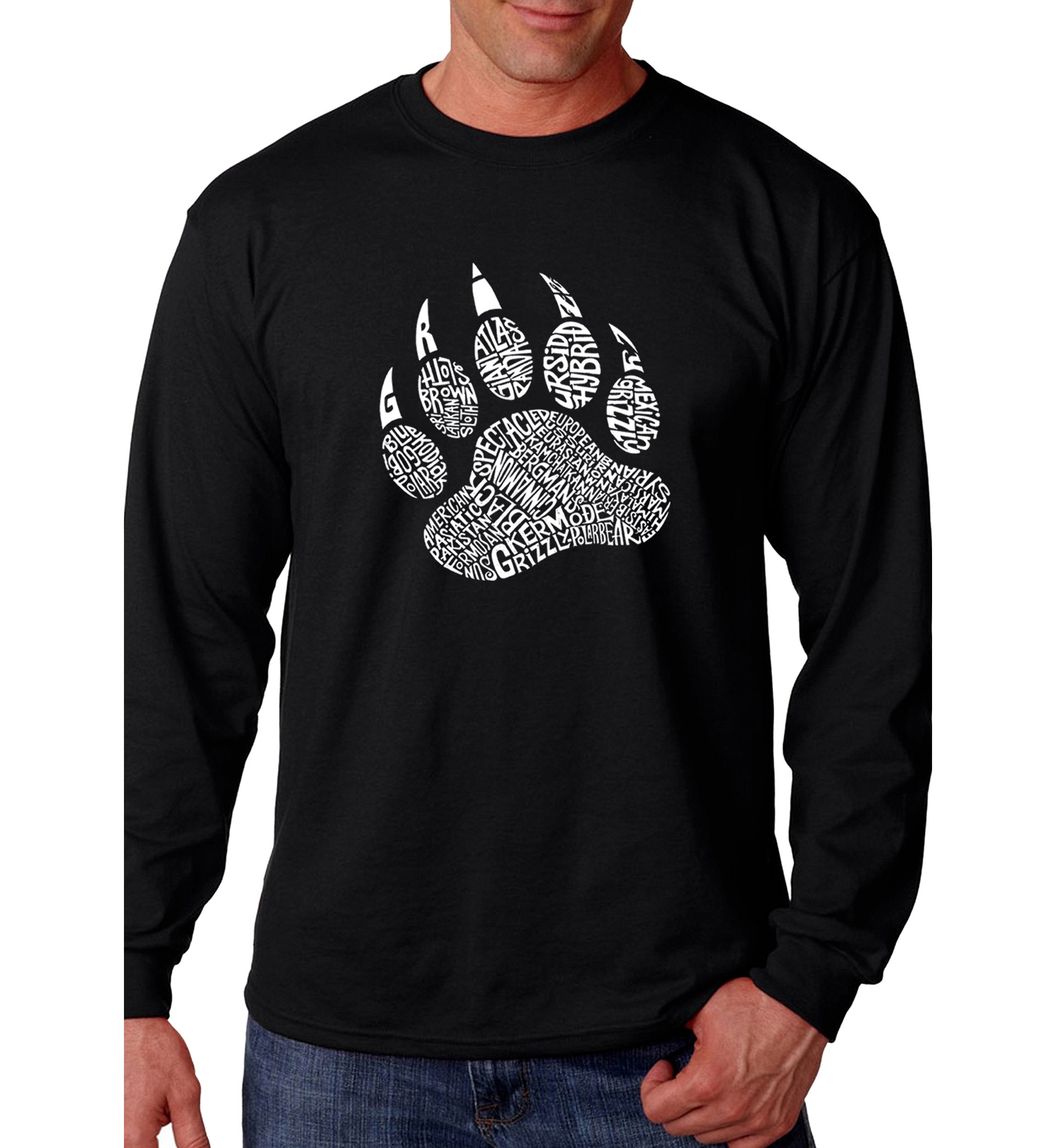 Word Art Long Sleeve Graphic T-Shirt - Types of Bears