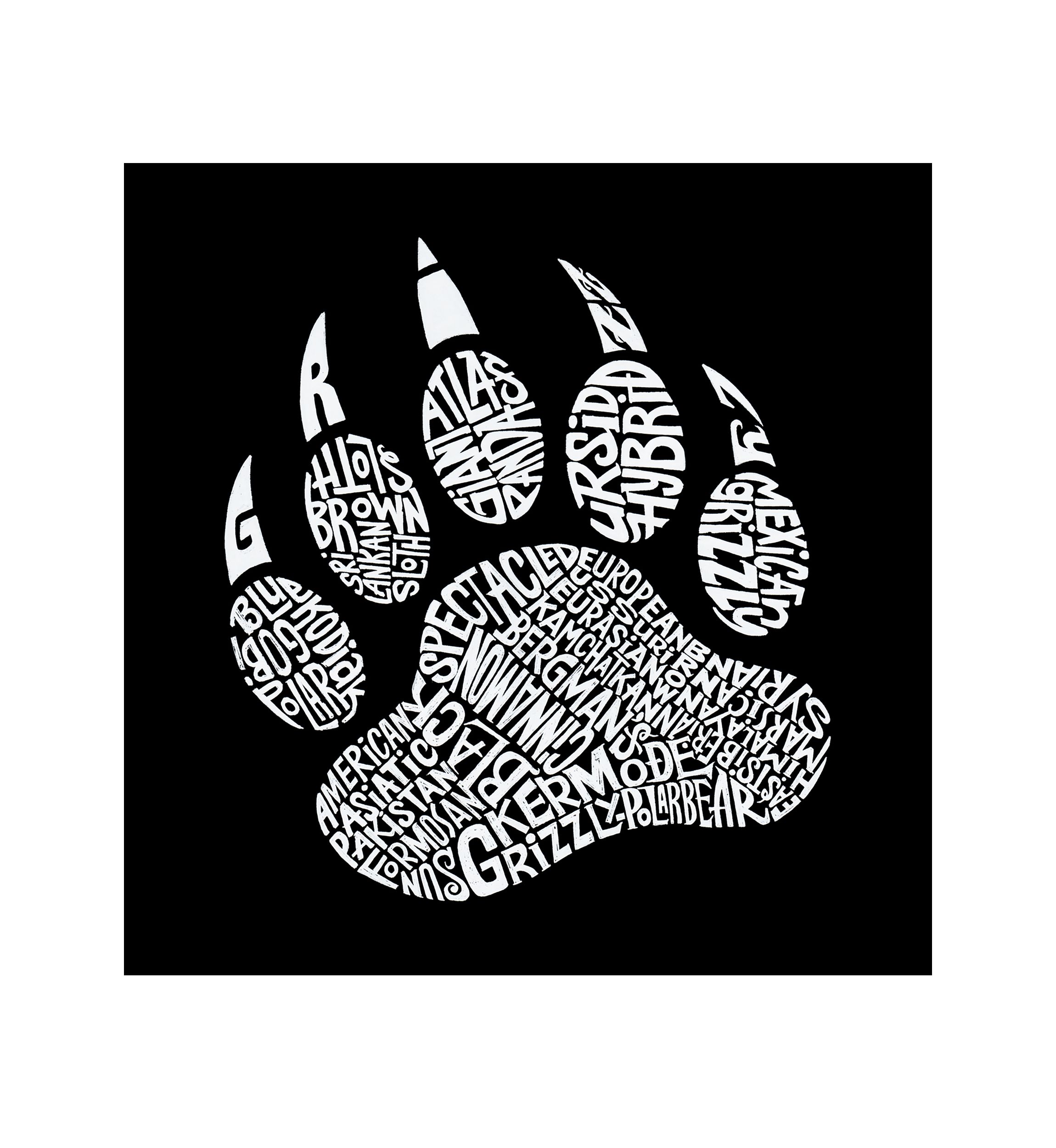 Word Art Long Sleeve Graphic T-Shirt - Types of Bears