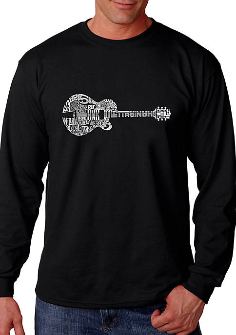 Word Art Long Sleeve Graphic T-Shirt - Country Guitar