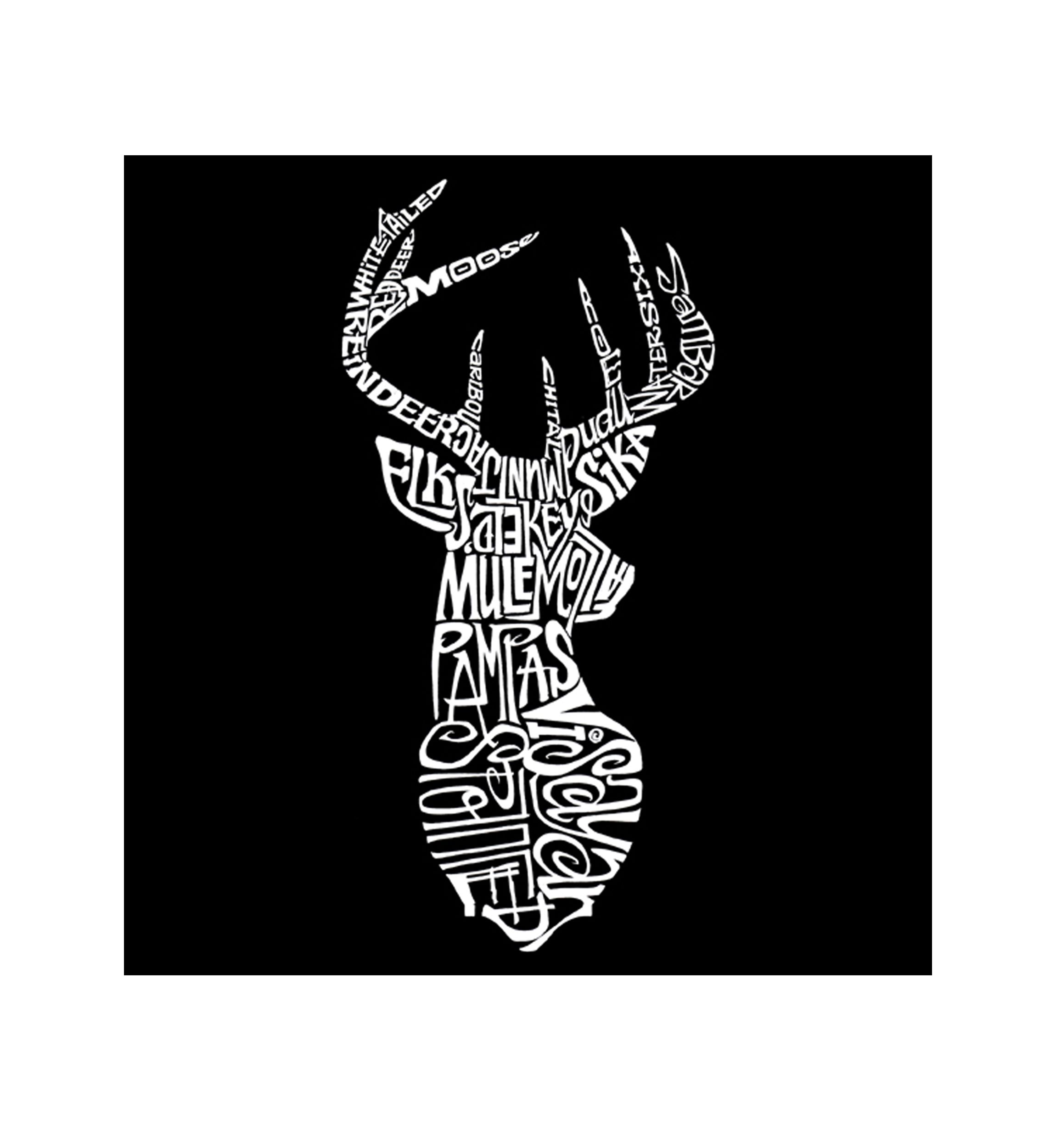 Word Art Long Sleeve Graphic T-Shirt - Types of Deer