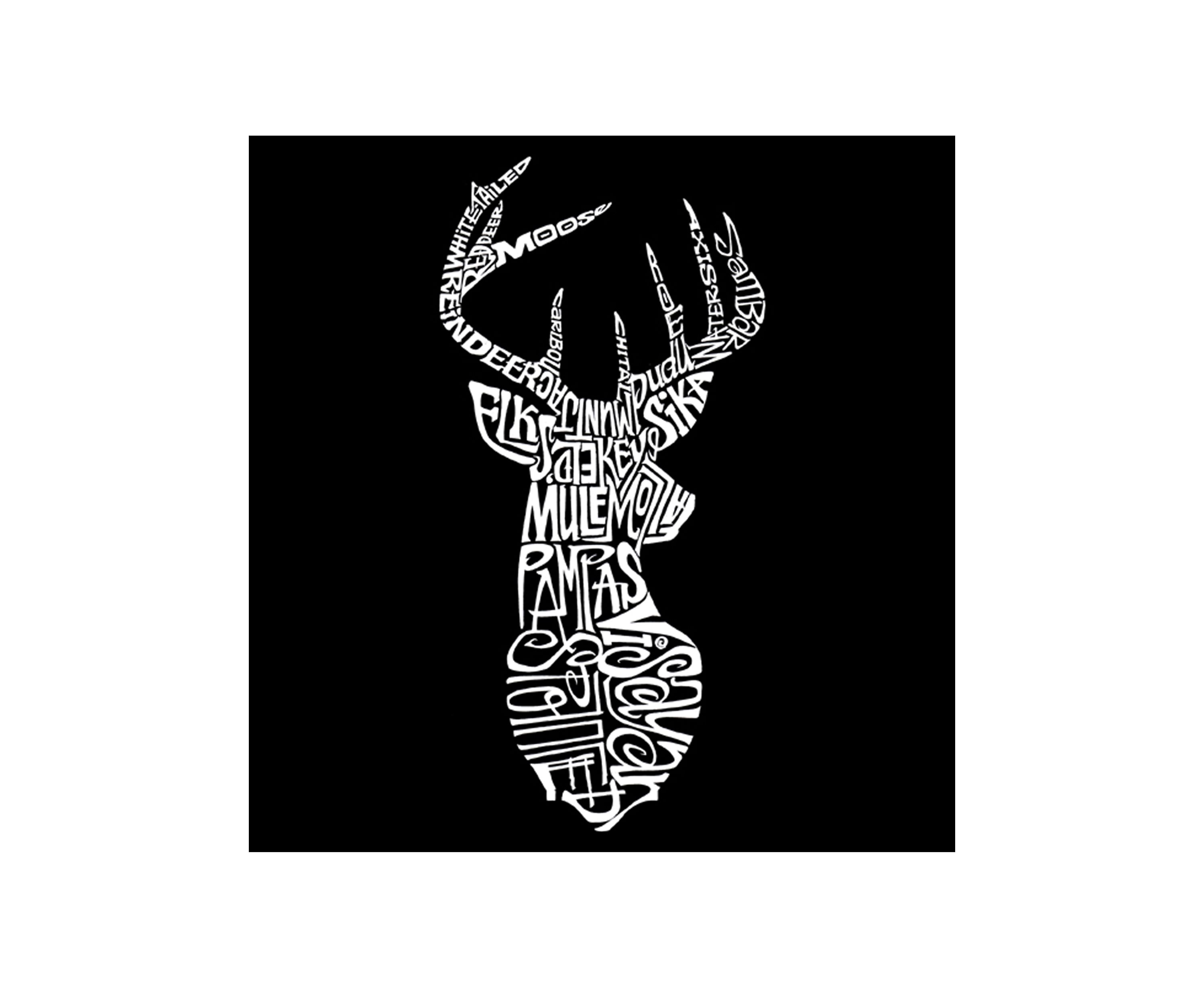 Word Art Long Sleeve Graphic T-Shirt - Types of Deer