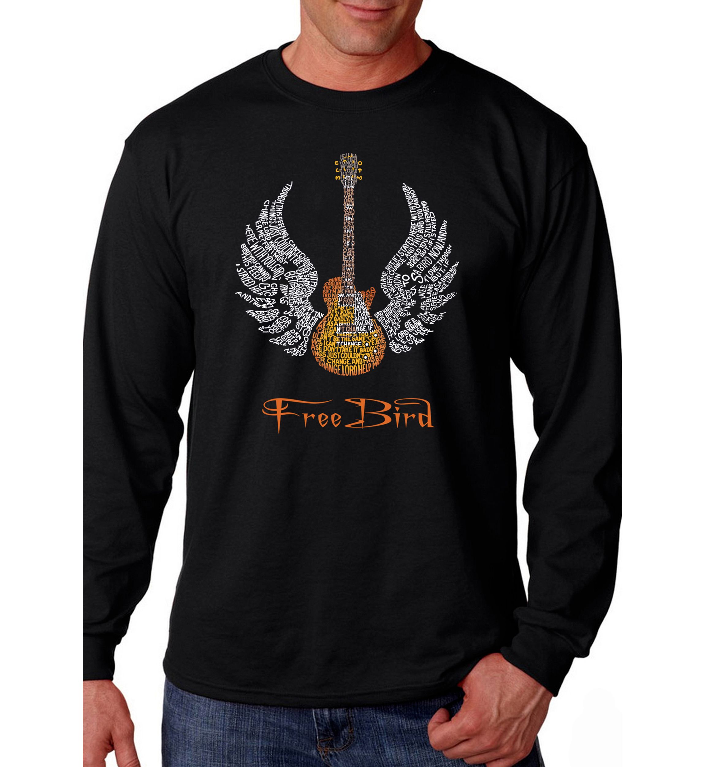 Word Art Long Sleeve T Shirt - Lyrics to Freebird