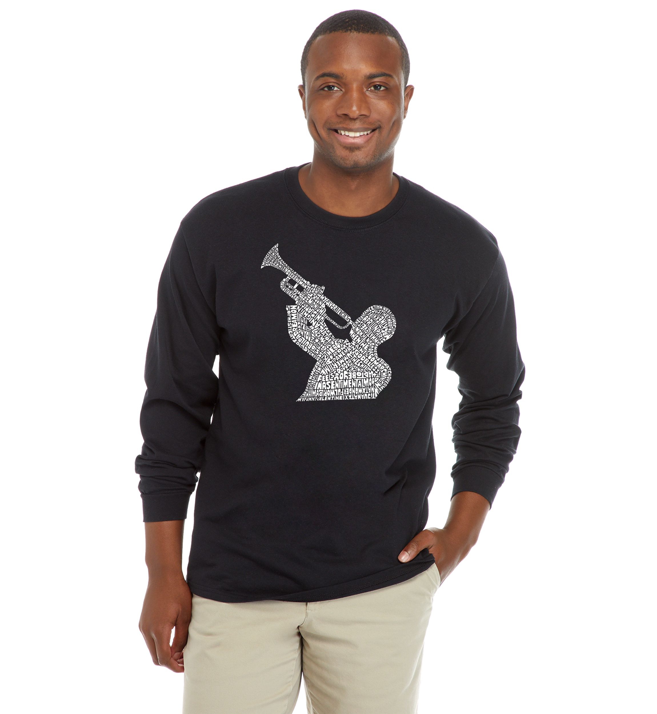 Word Art Long Sleeve T Shirt - All Time Jazz Songs