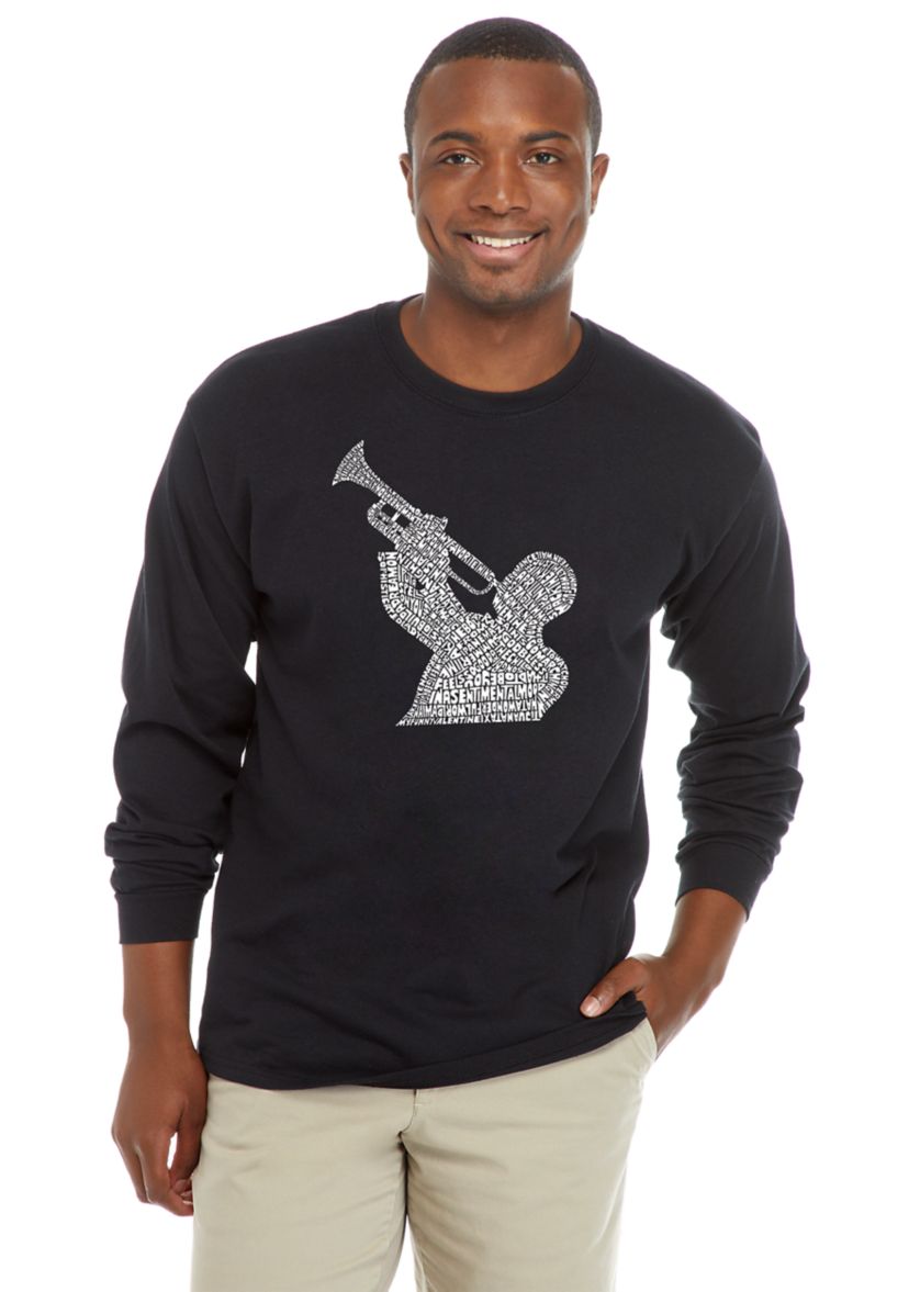 Word Art Long Sleeve T Shirt - All Time Jazz Songs