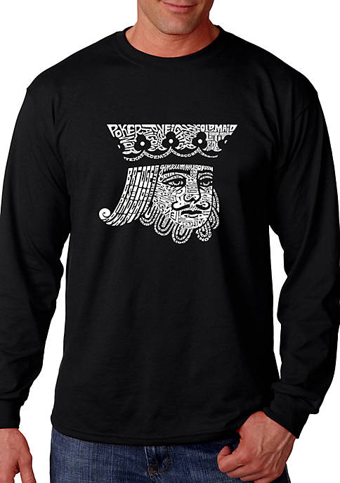 Word Art Long Sleeve Graphic T-Shirt - King of Spades