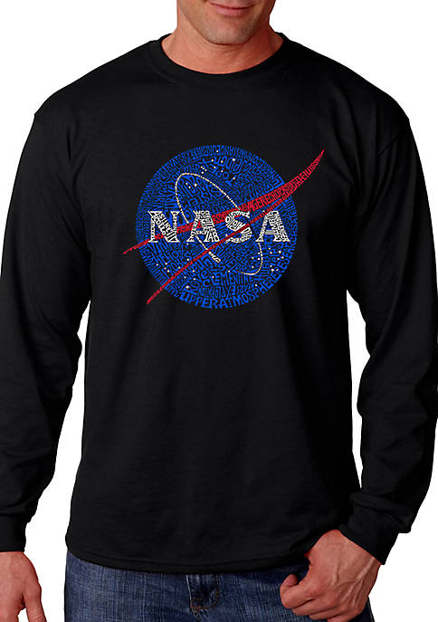 Word Art Long Sleeve Graphic T-Shirt - NASAs Most Notable Missions