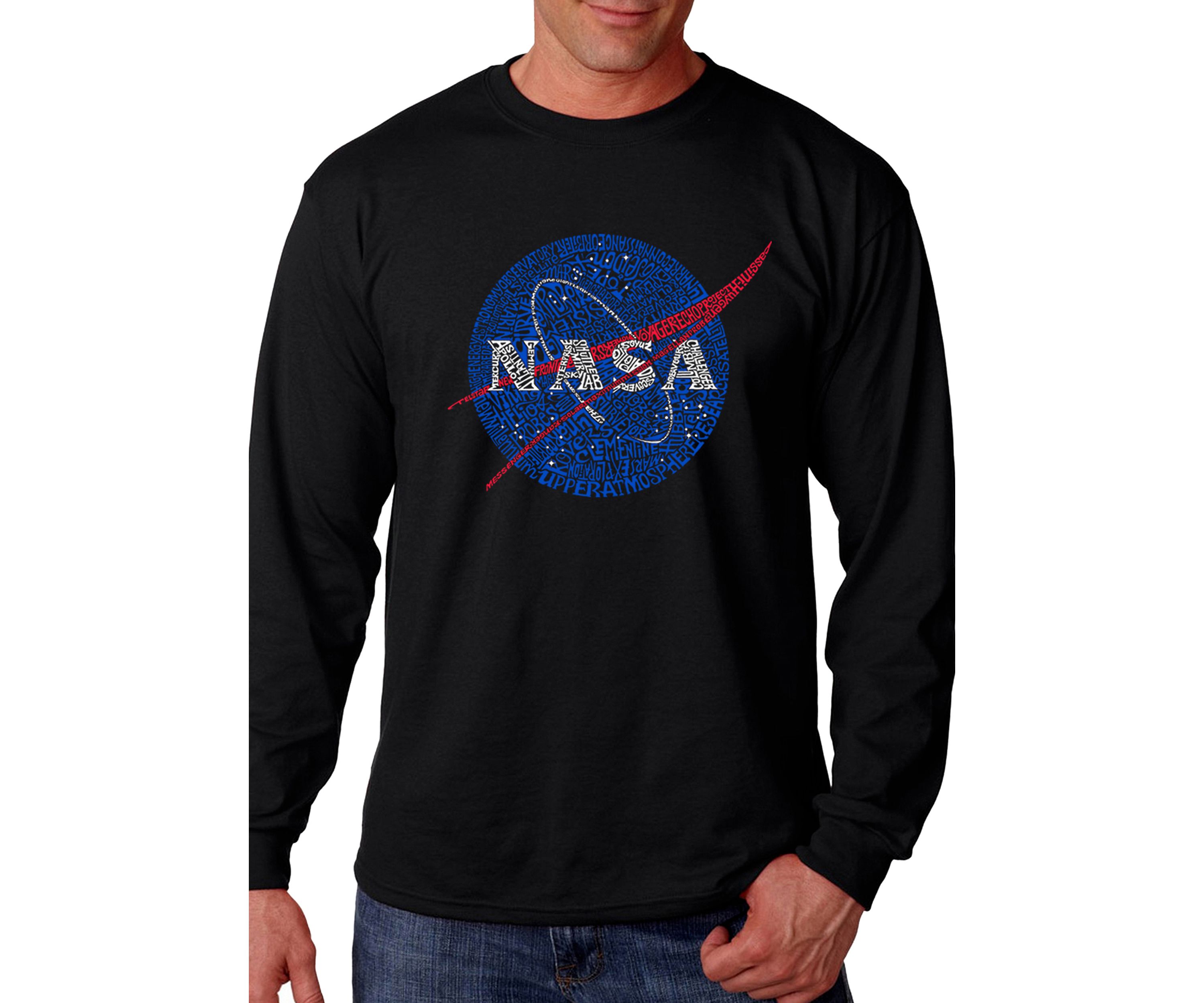 Word Art Long Sleeve Graphic T-Shirt - NASAs Most Notable Missions