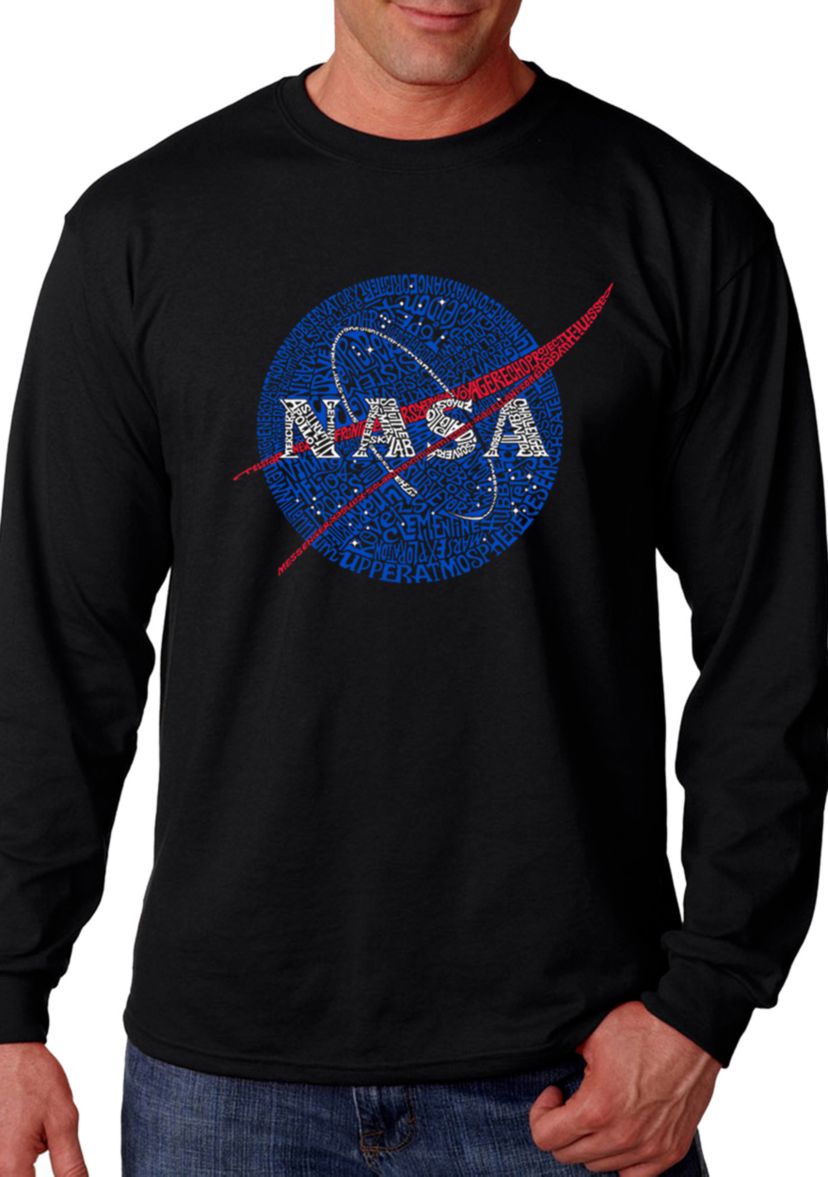 Word Art Long Sleeve Graphic T-Shirt - NASAs Most Notable Missions