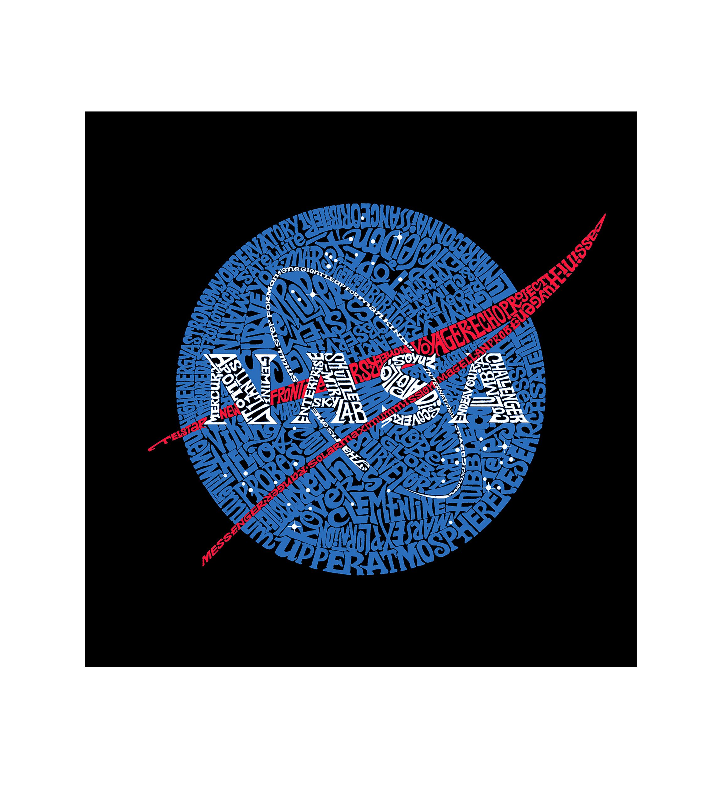 Word Art Long Sleeve Graphic T-Shirt - NASAs Most Notable Missions