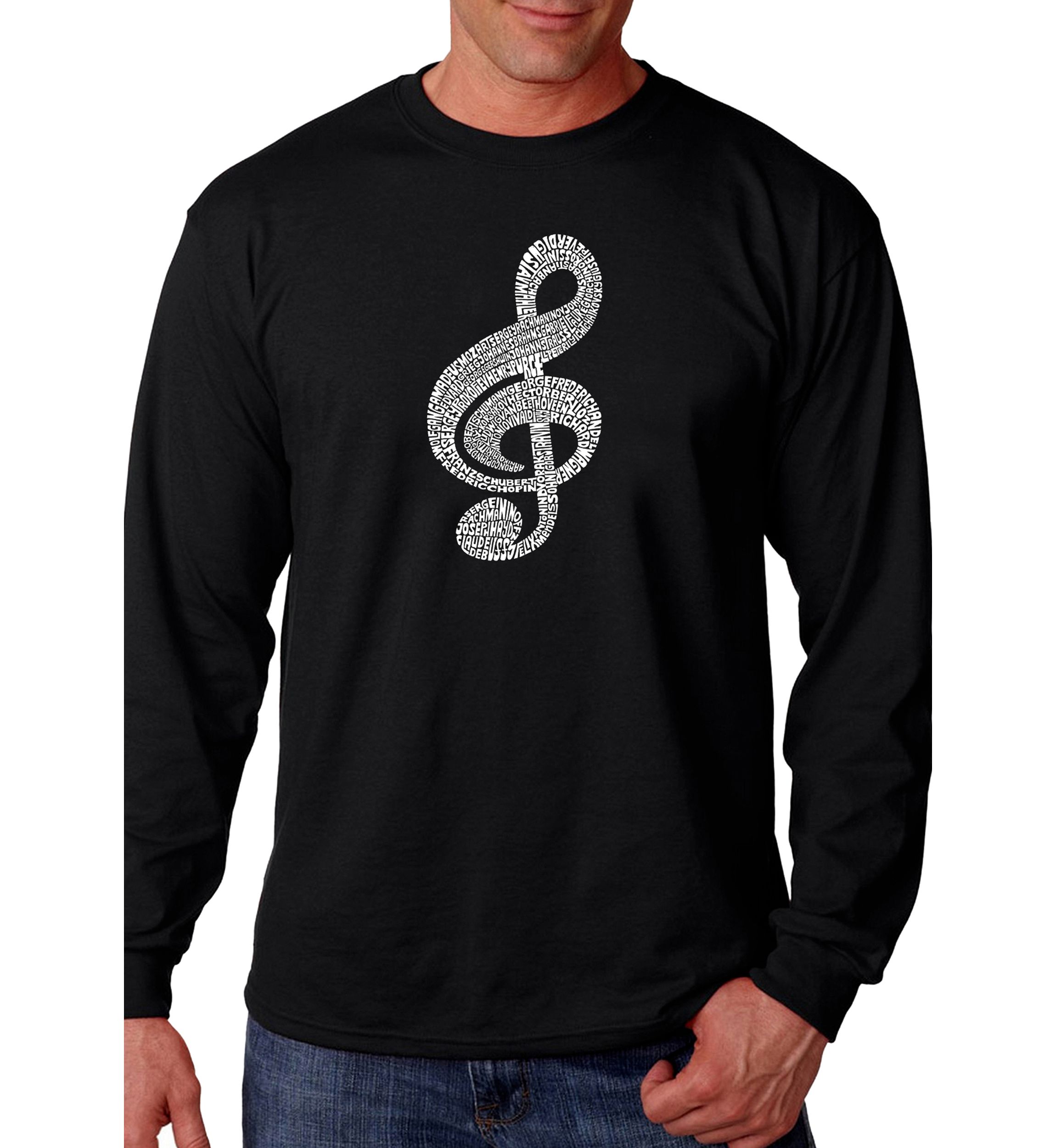 Word Art Long Sleeve Graphic T-Shirt - Music Note