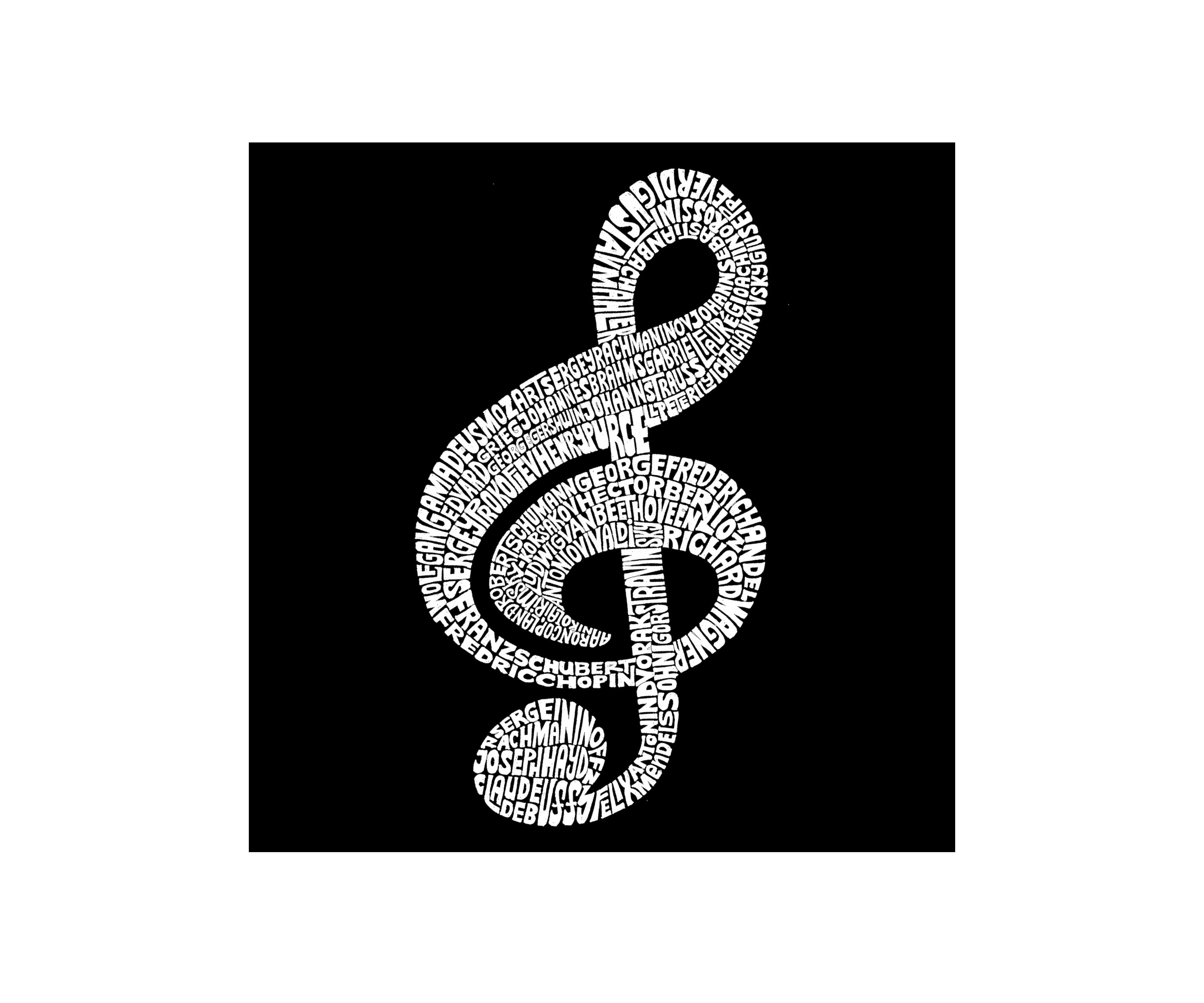 Word Art Long Sleeve Graphic T-Shirt - Music Note