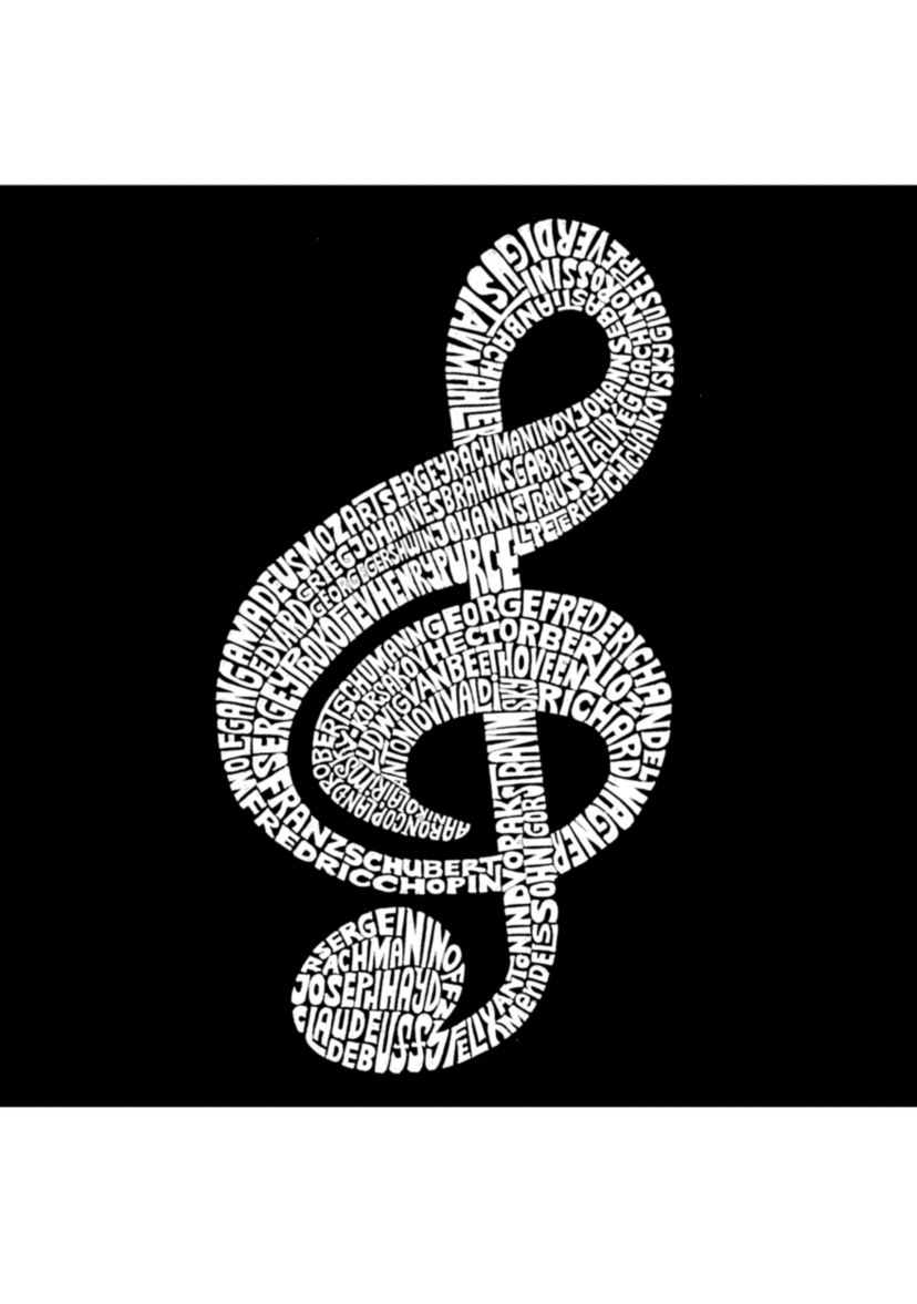Word Art Long Sleeve Graphic T-Shirt - Music Note