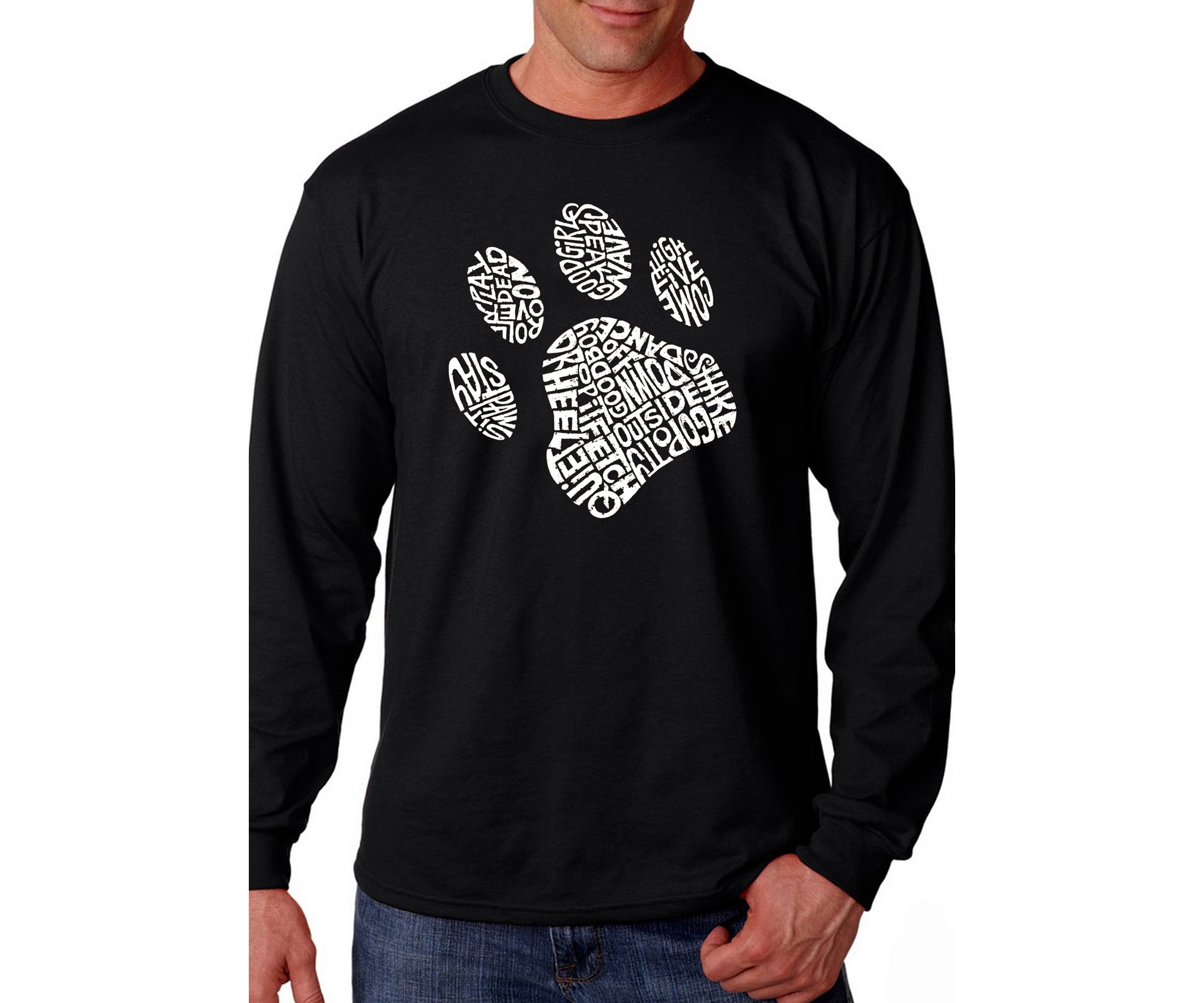 Word Art Long Sleeve Graphic T-Shirt - Dog Paw