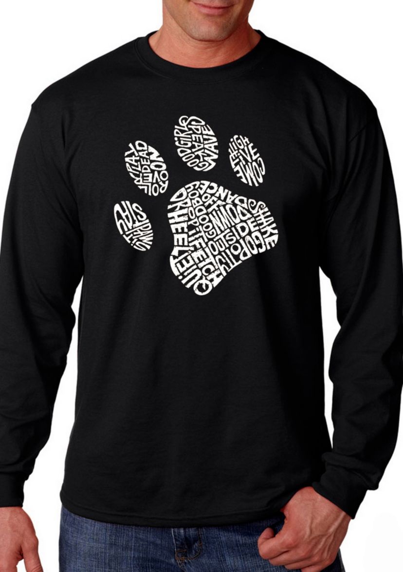 Word Art Long Sleeve Graphic T-Shirt - Dog Paw