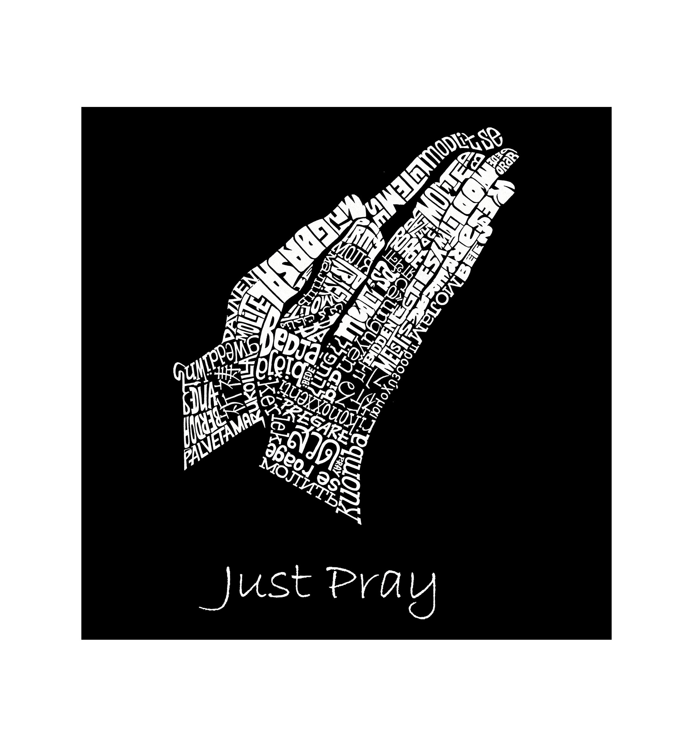Word Art Long Sleeve Graphic T-Shirt - Prayer Hands