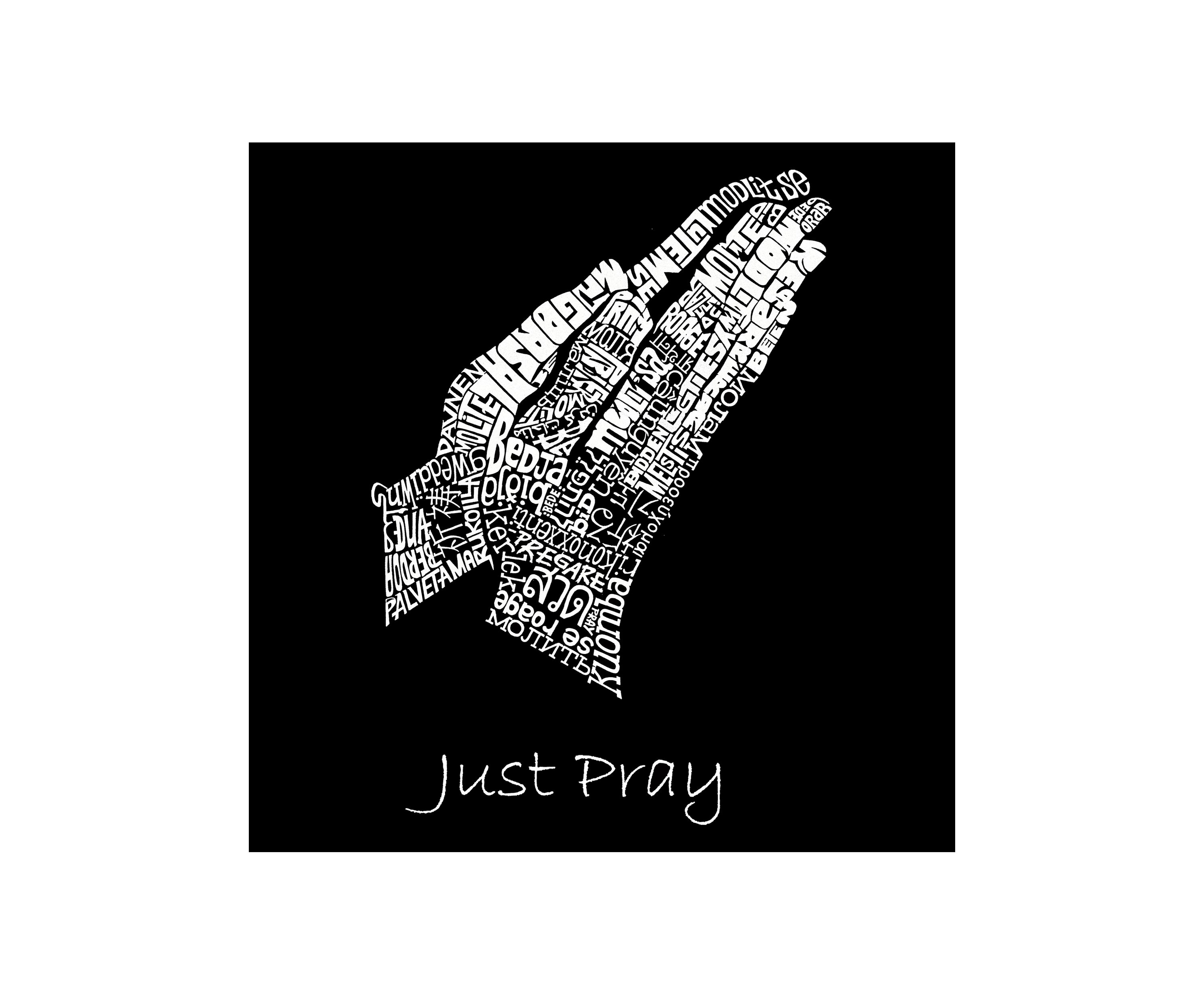 Word Art Long Sleeve Graphic T-Shirt - Prayer Hands