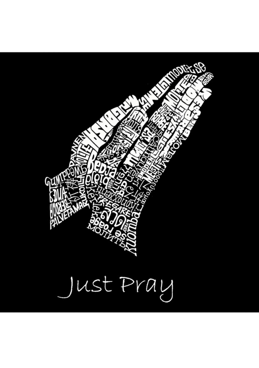 Word Art Long Sleeve Graphic T-Shirt - Prayer Hands