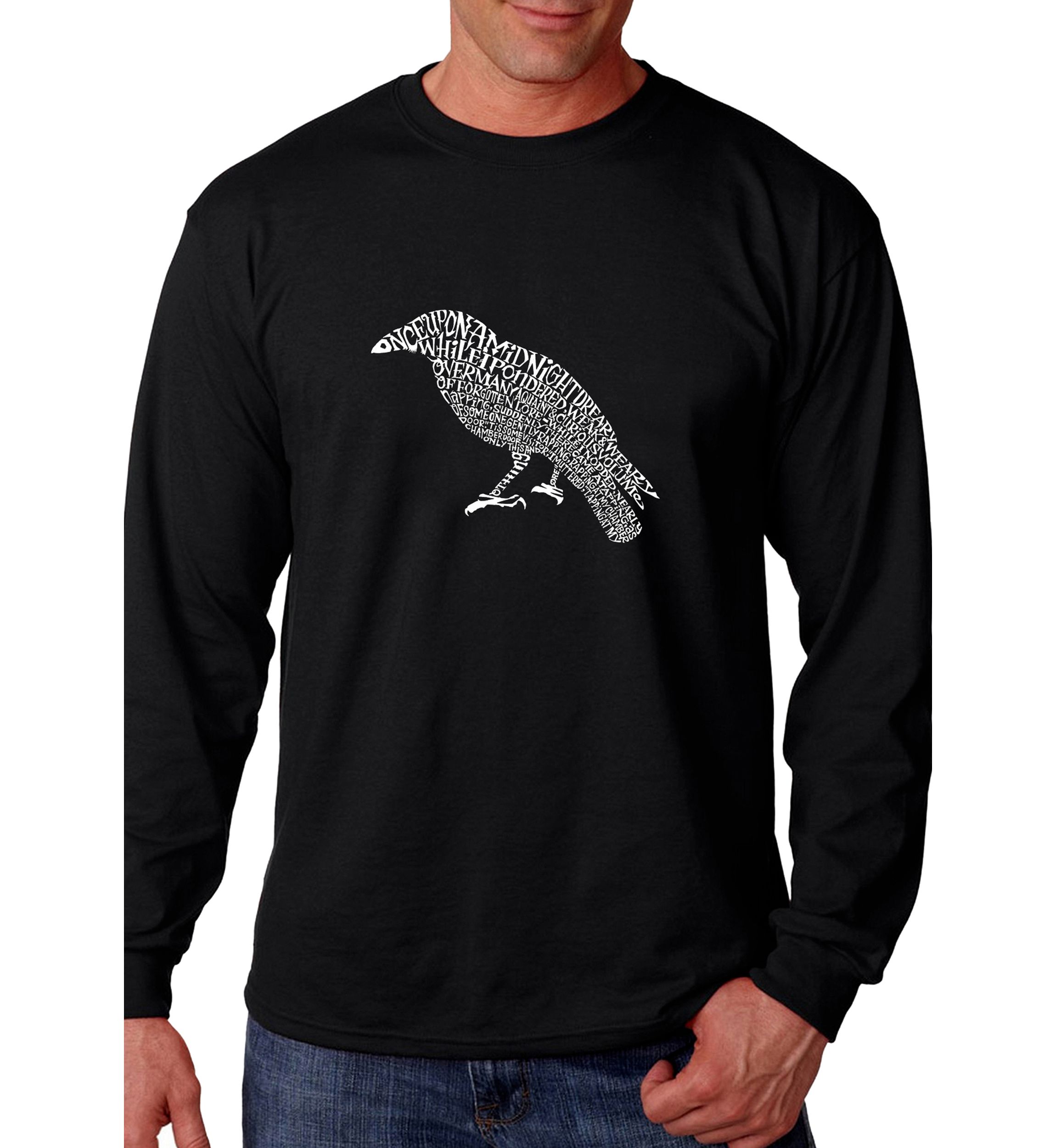Word Art Long Sleeve Graphic T-Shirt - Edgar Allen Poes The Raven