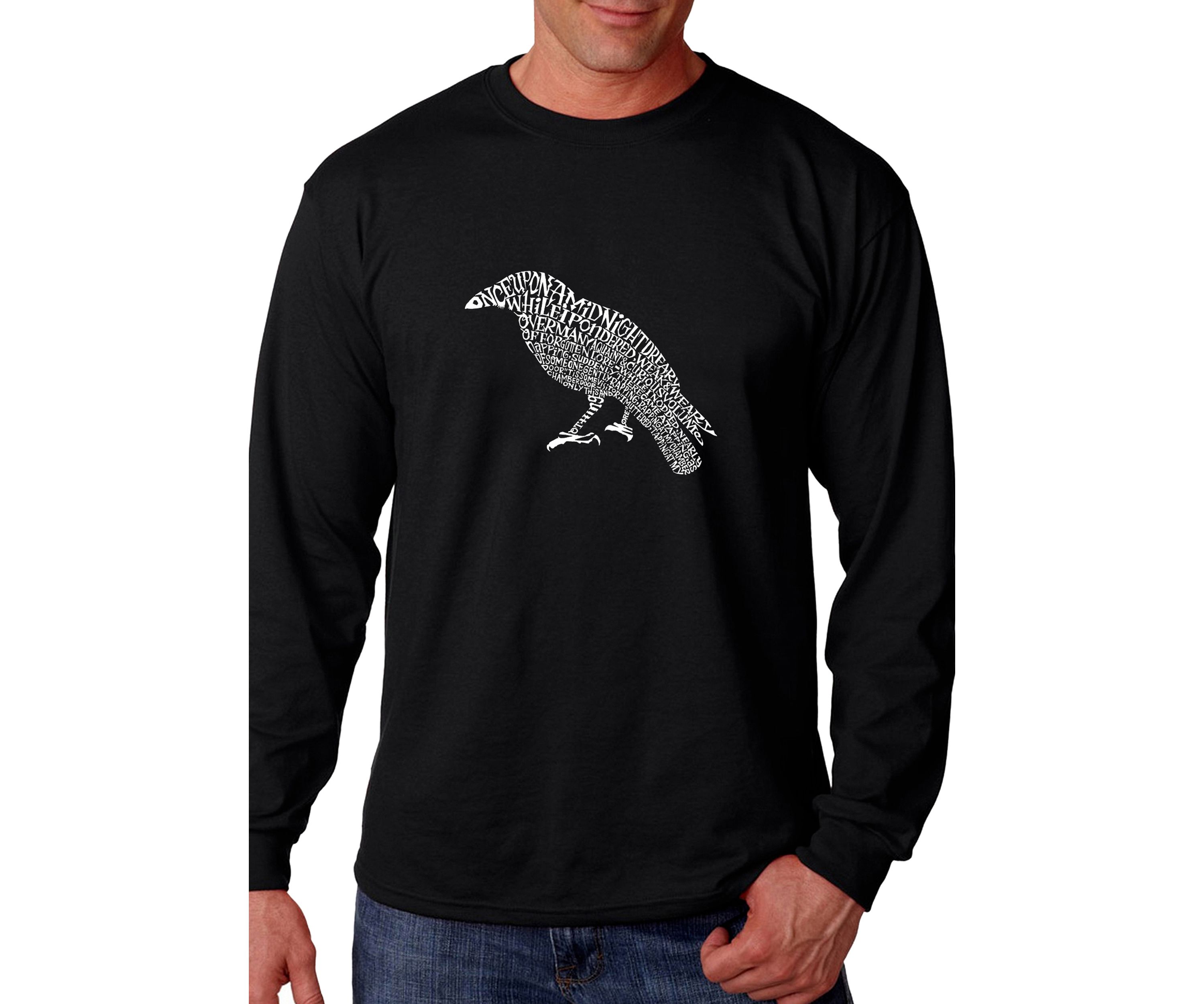 Word Art Long Sleeve Graphic T-Shirt - Edgar Allen Poes The Raven