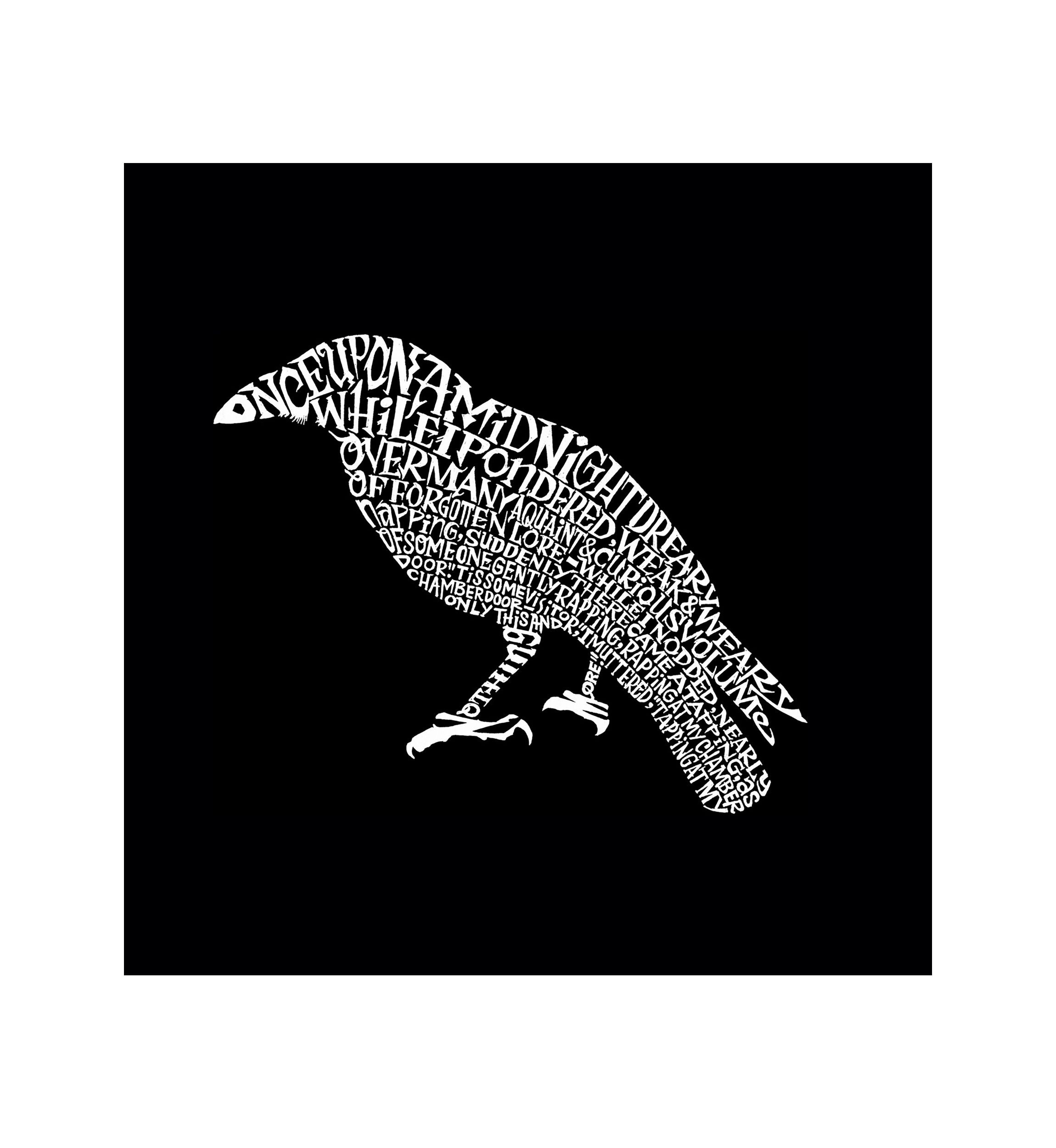 Word Art Long Sleeve Graphic T-Shirt - Edgar Allen Poes The Raven