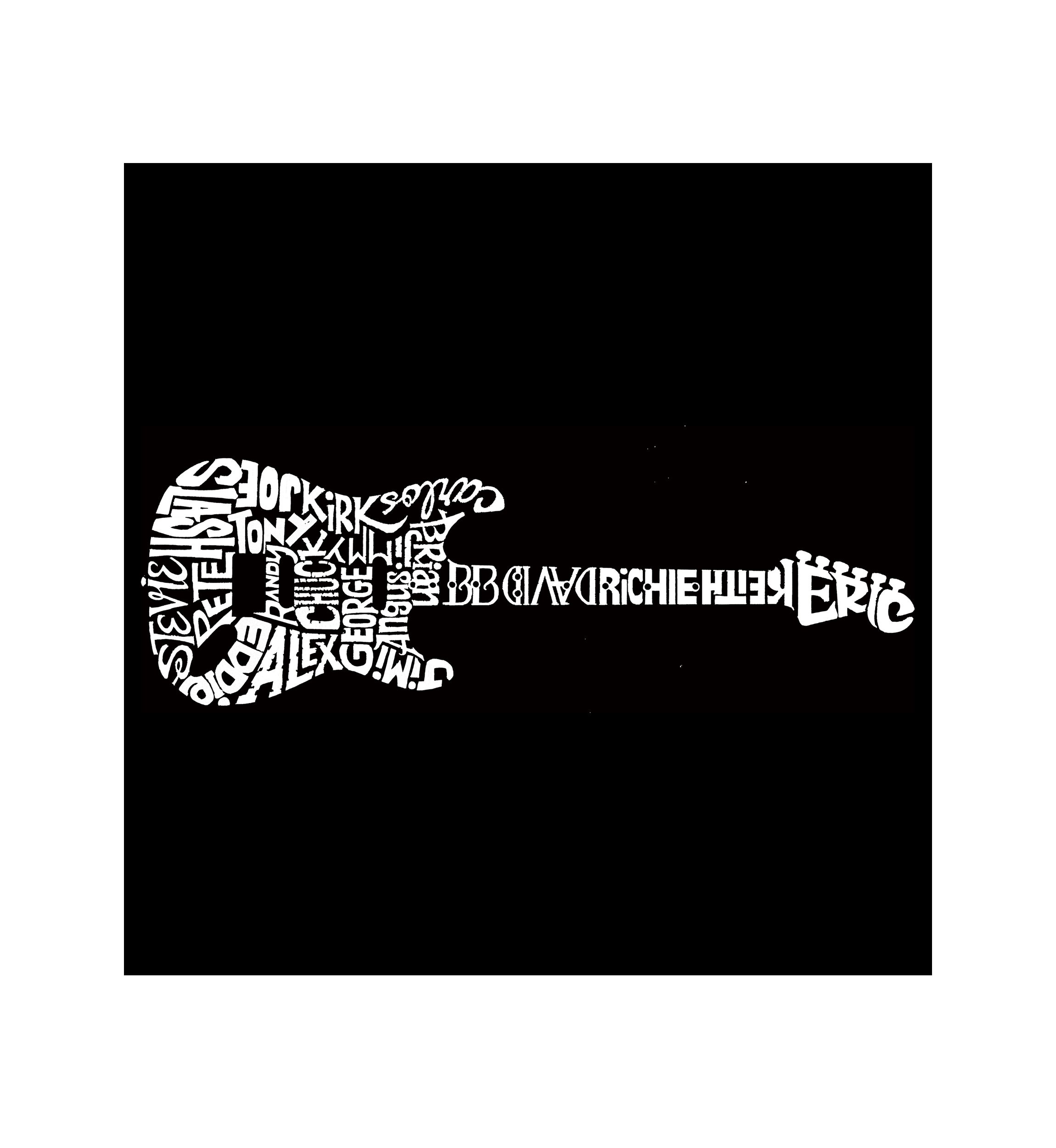 Word Art Long Sleeve Graphic T-Shirt - Rock Guitar