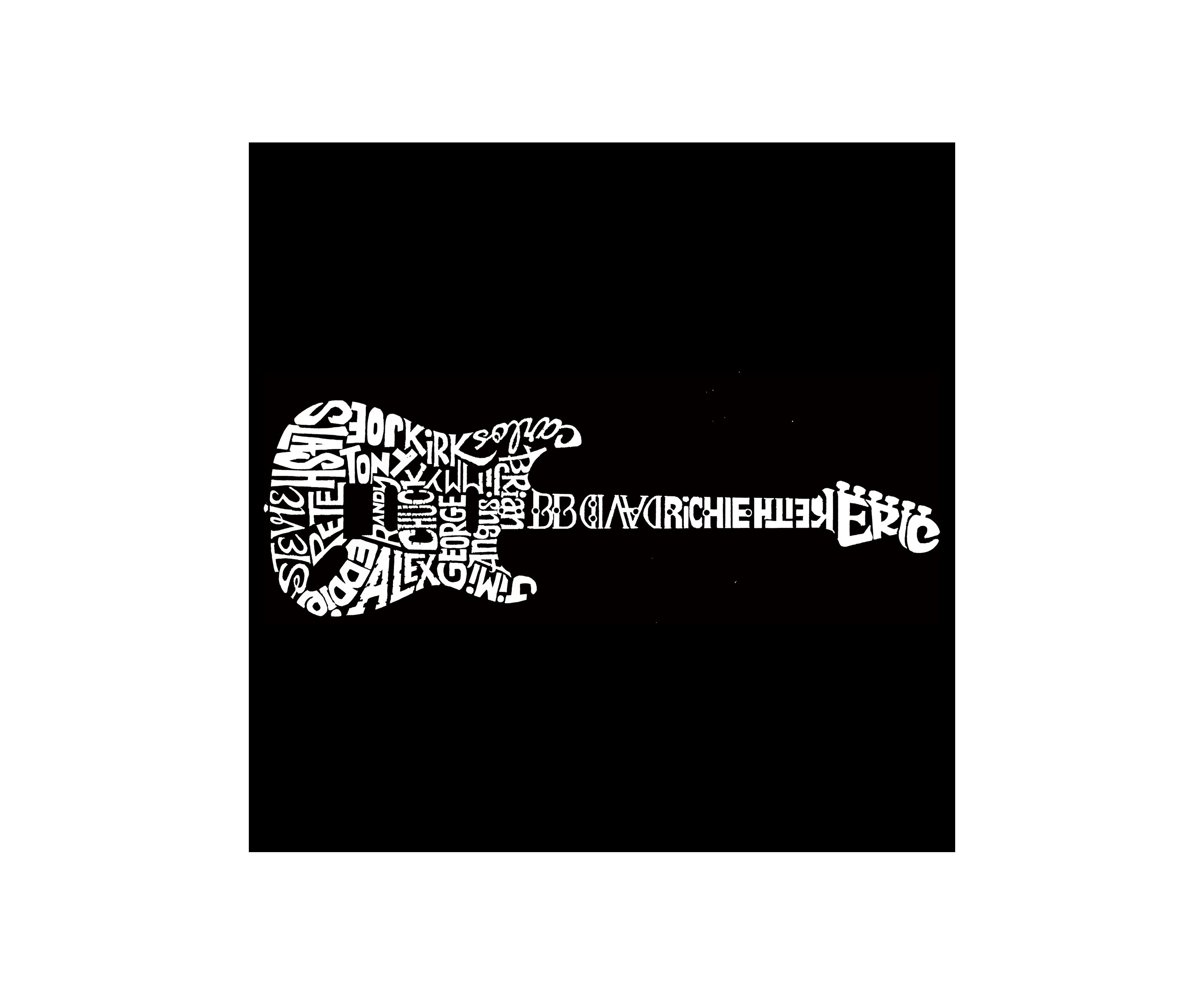 Word Art Long Sleeve Graphic T-Shirt - Rock Guitar