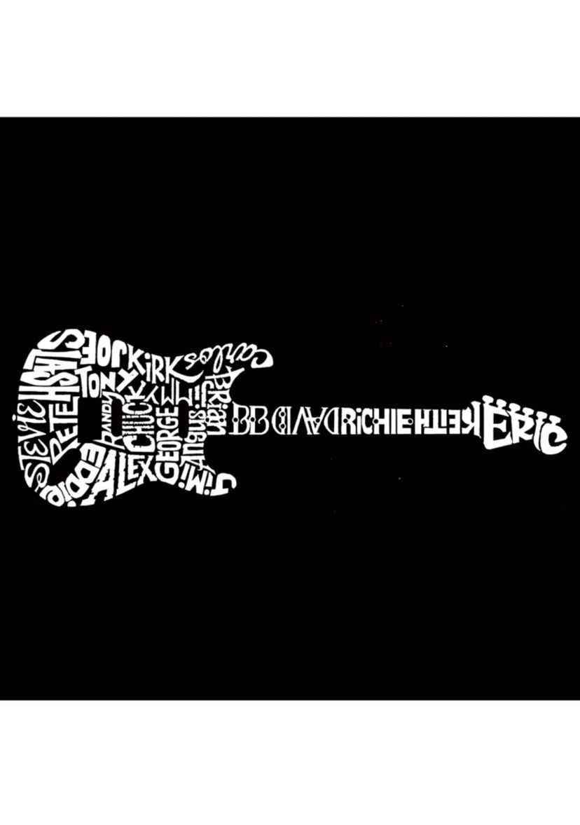 Word Art Long Sleeve Graphic T-Shirt - Rock Guitar