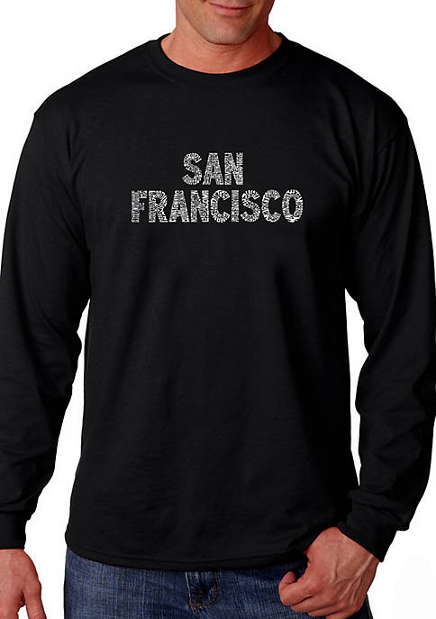 Word Art Long Sleeve Graphic T-Shirt - San Francisco Neighborhoods
