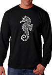 Word Art Long Sleeve Graphic T-Shirt - Types of Seahorse 