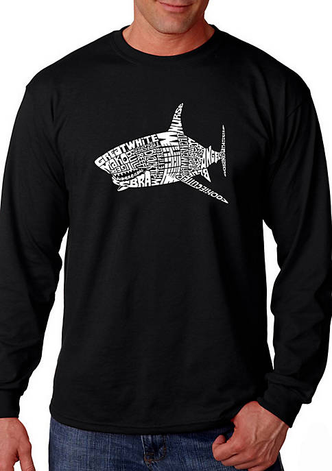 Word Art Long Sleeve T Shirt - Species of Shark